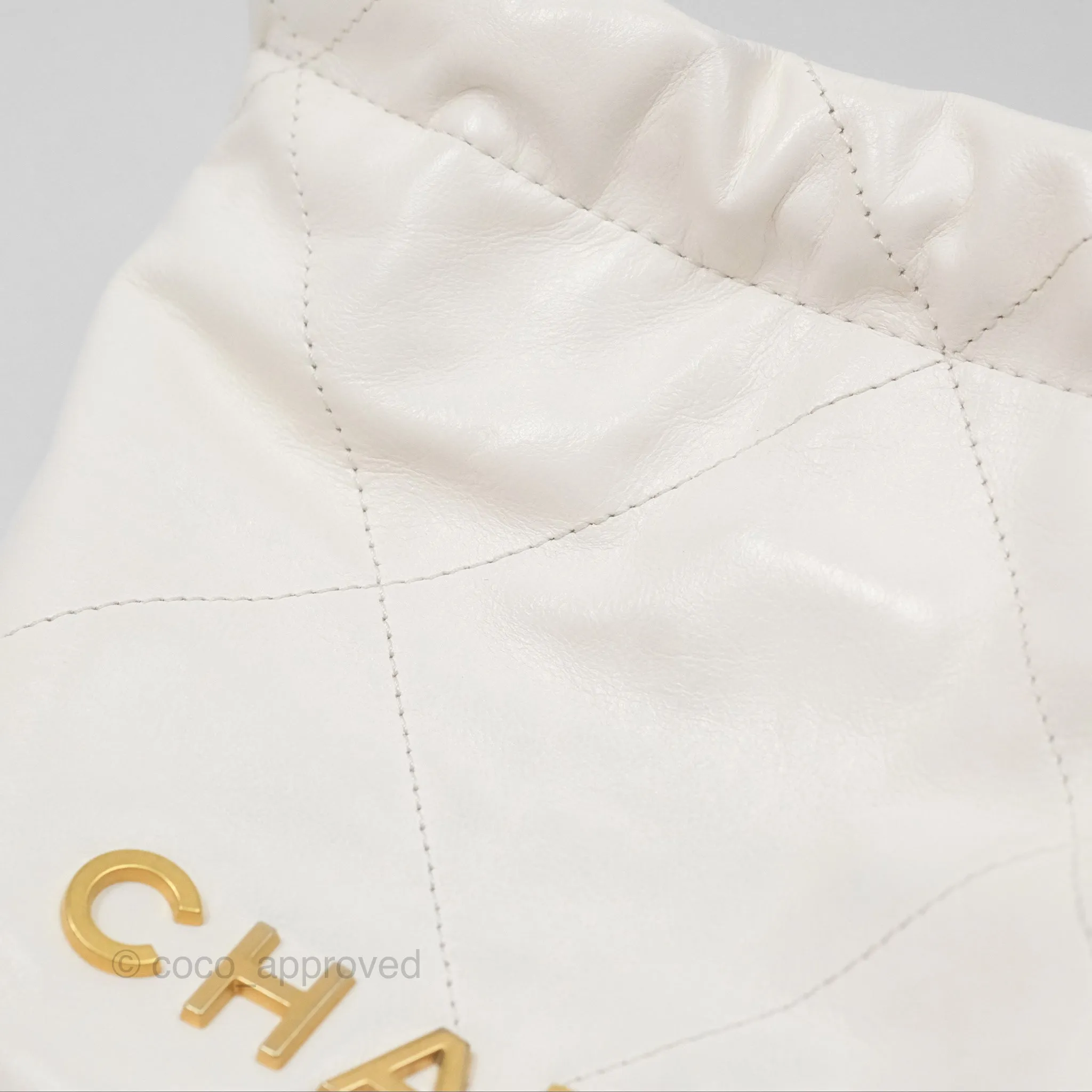 Chanel 22 Mini Bag White Crumpled Calfskin