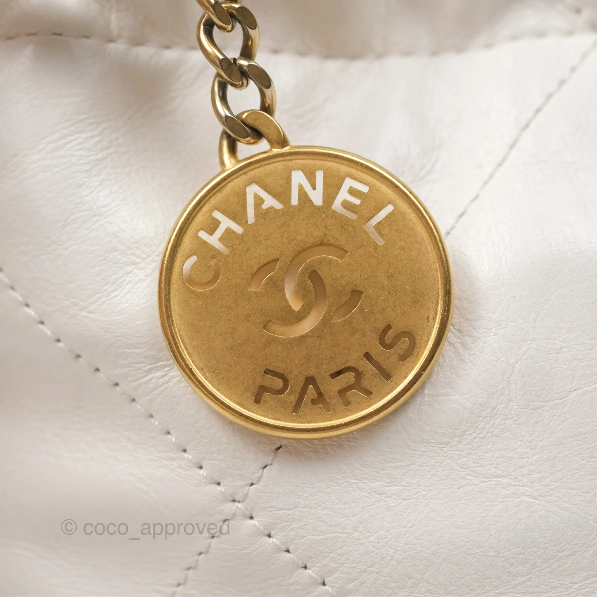 Chanel 22 Mini Bag White Crumpled Calfskin