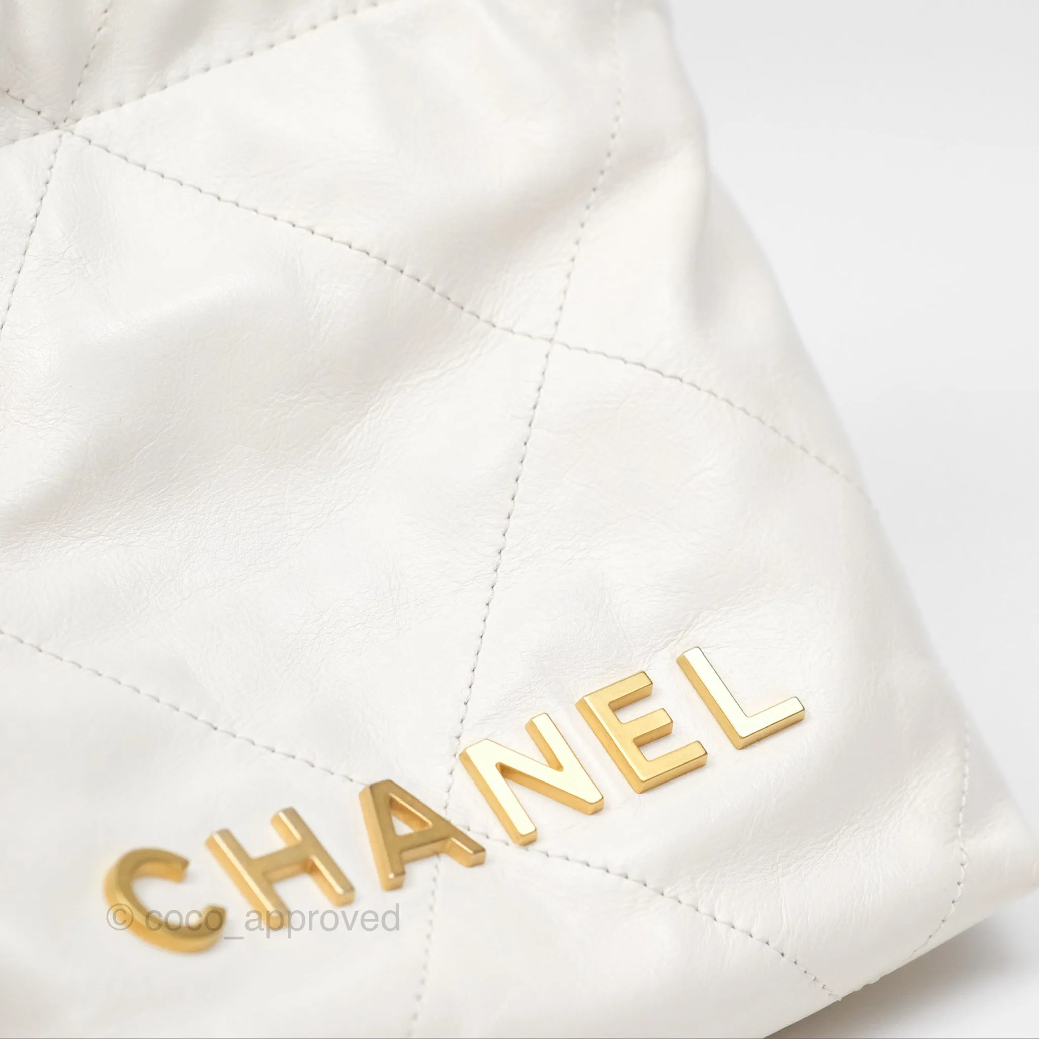 Chanel 22 Mini Bag White Crumpled Calfskin