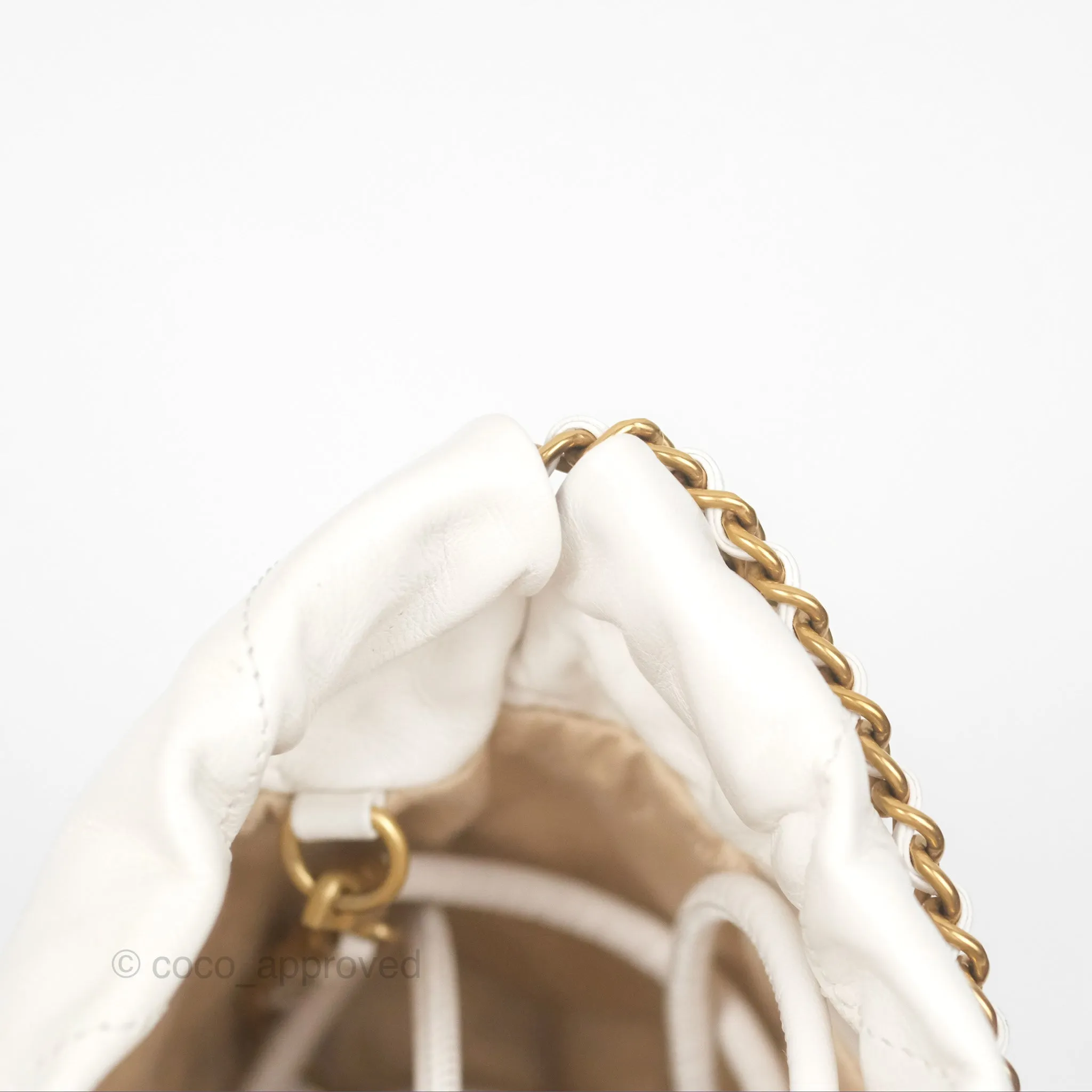 Chanel 22 Mini Bag White Crumpled Calfskin