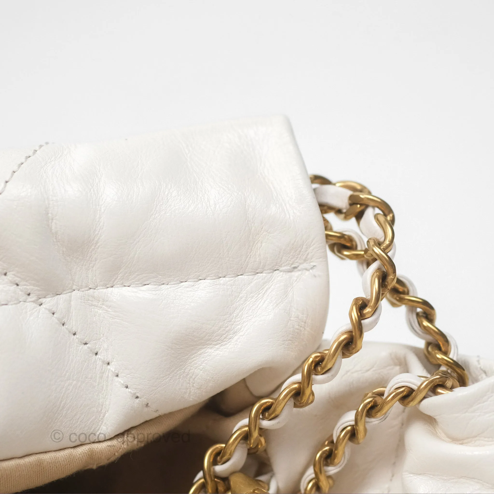 Chanel 22 Mini Bag White Crumpled Calfskin