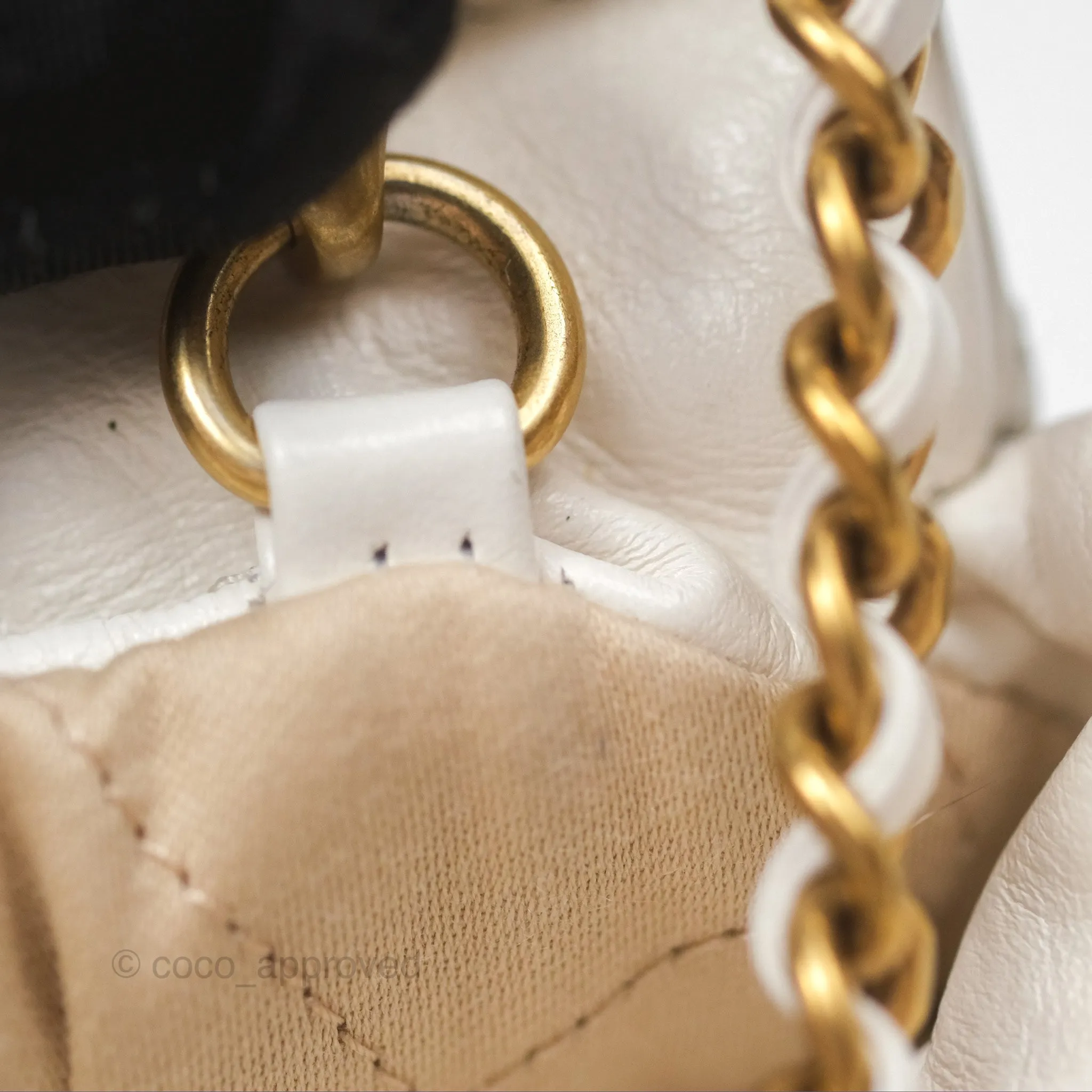 Chanel 22 Mini Bag White Crumpled Calfskin