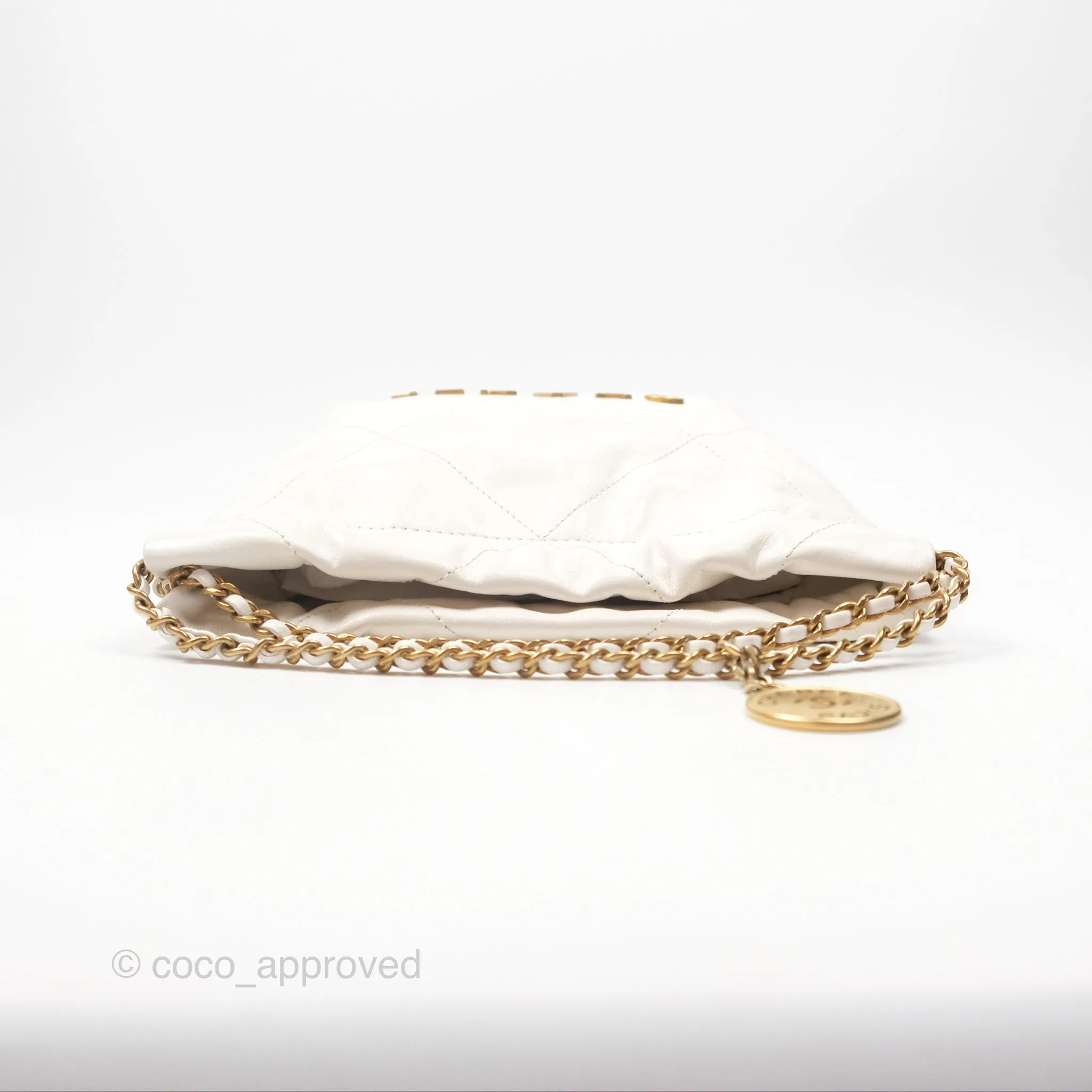 Chanel 22 Mini Bag White Crumpled Calfskin