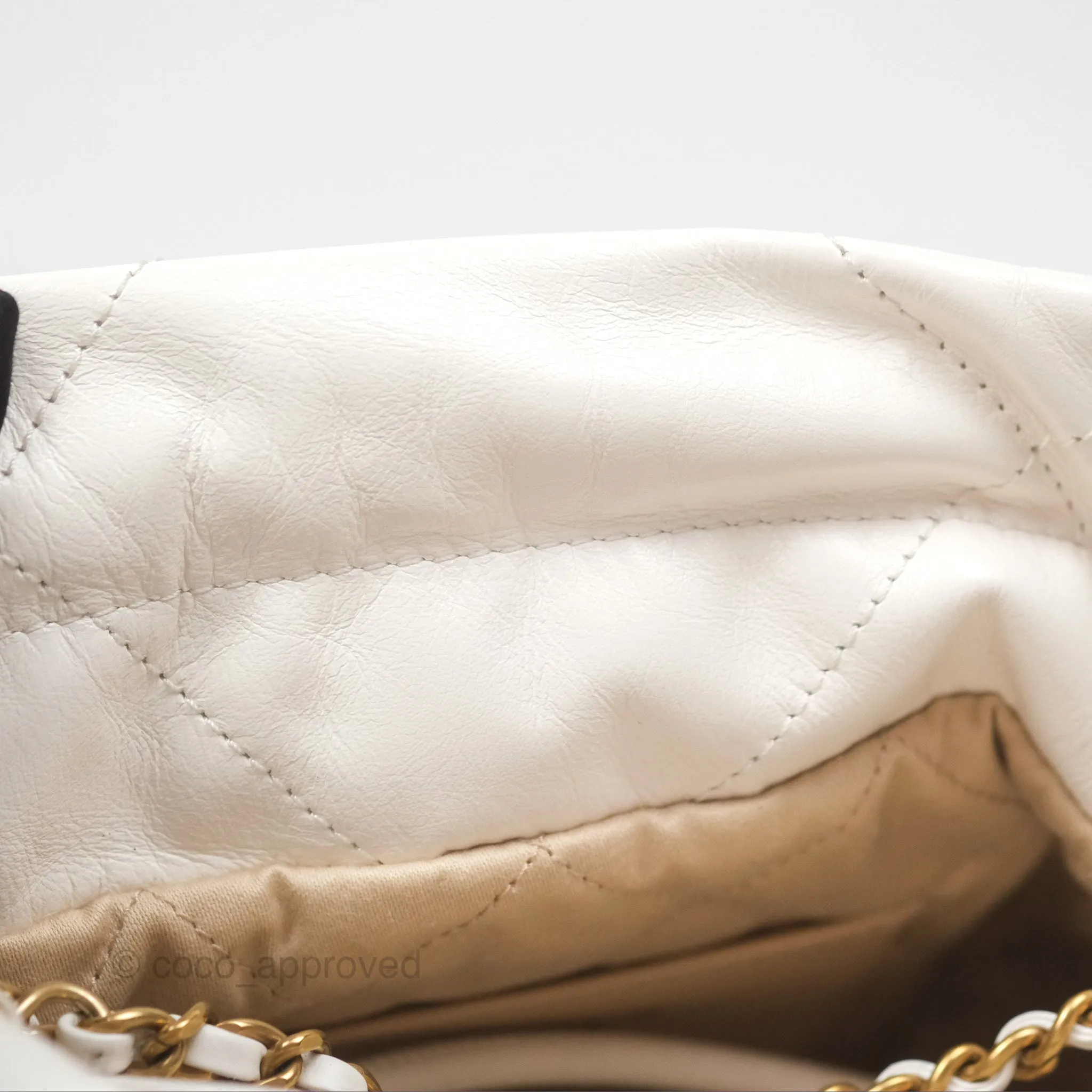 Chanel 22 Mini Bag White Crumpled Calfskin