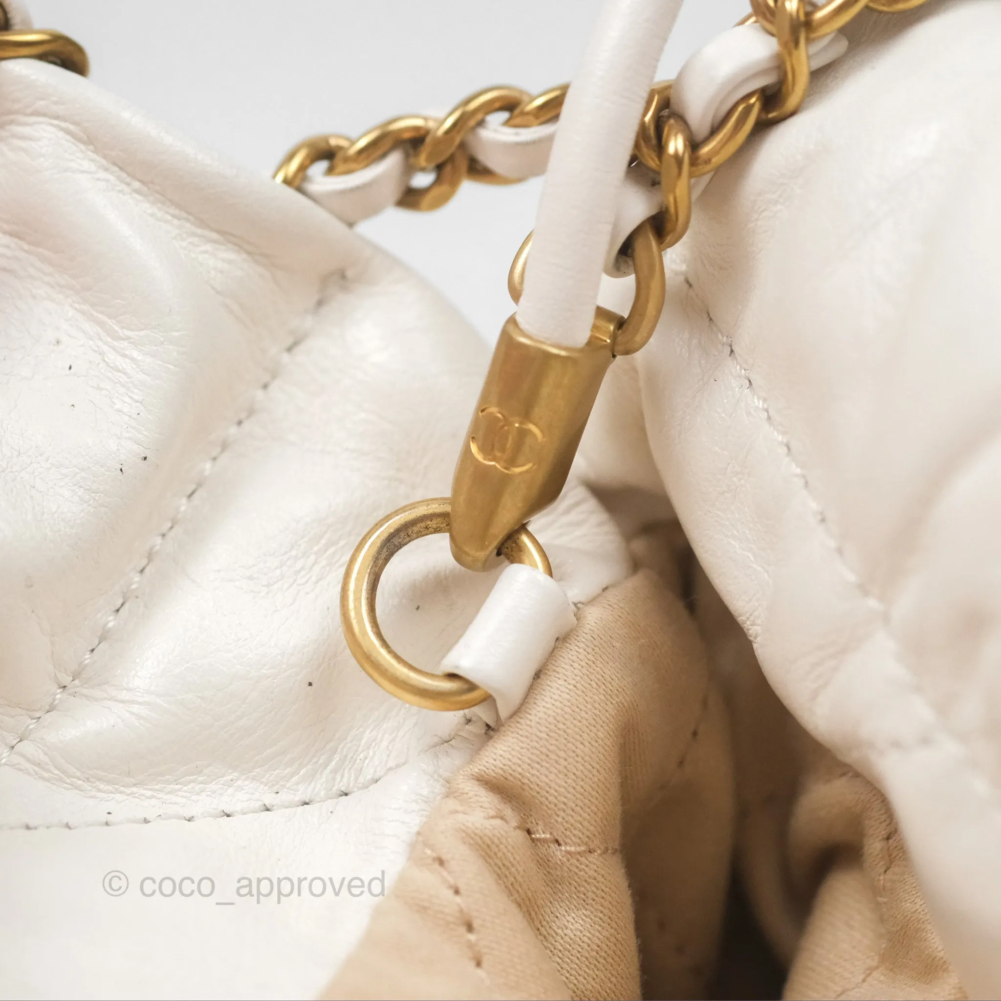 Chanel 22 Mini Bag White Crumpled Calfskin