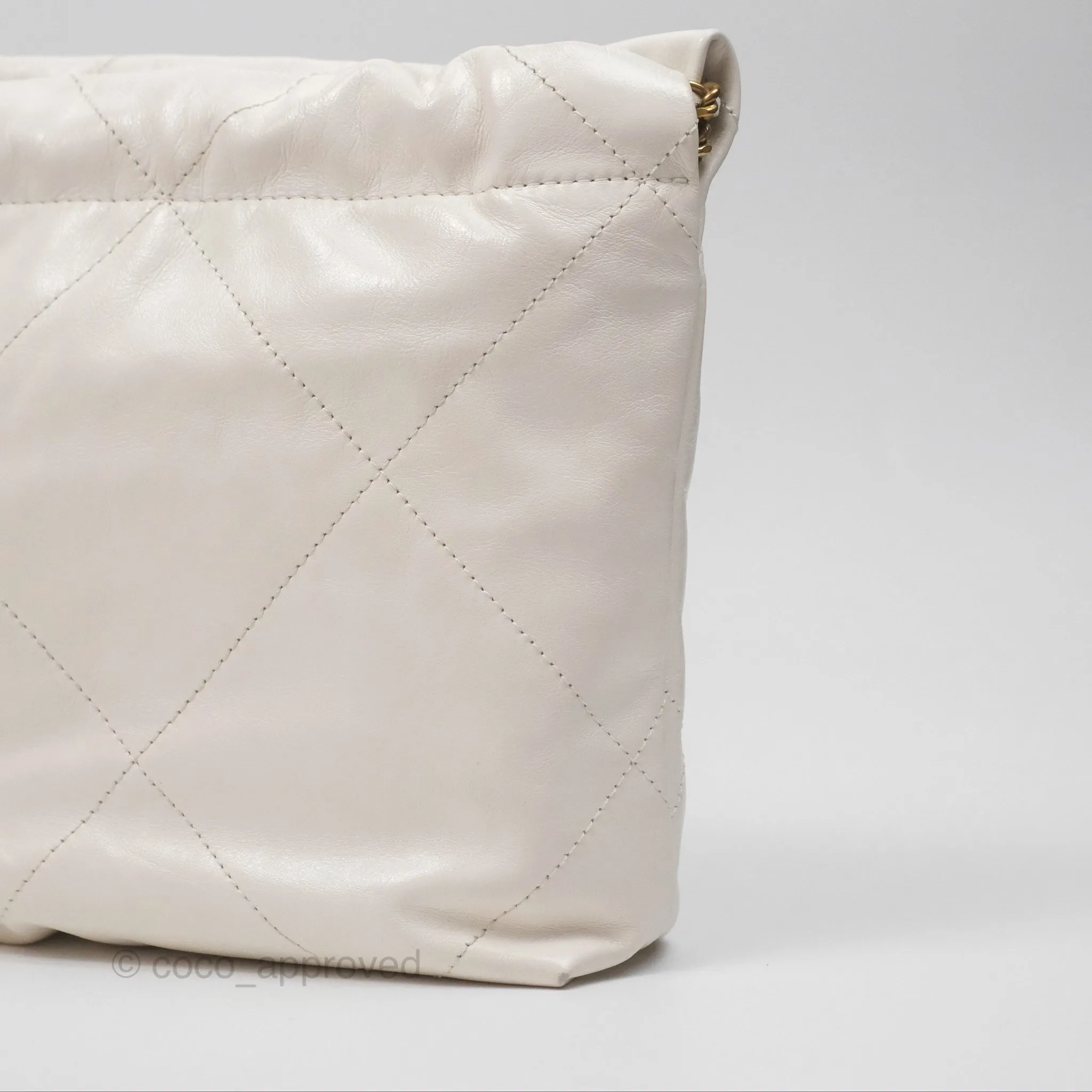 Chanel 22 Mini Bag White Crumpled Calfskin