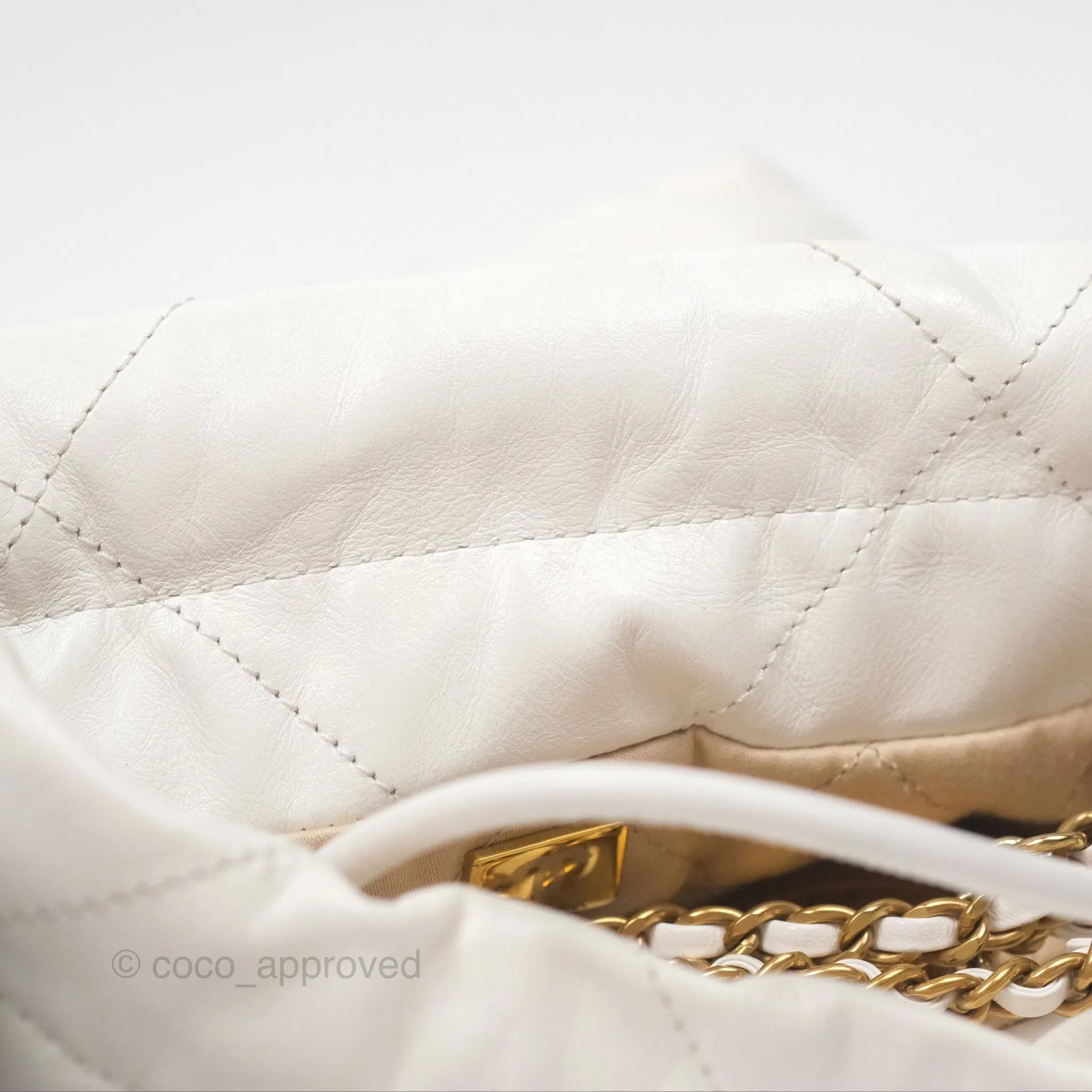 Chanel 22 Mini Bag White Crumpled Calfskin