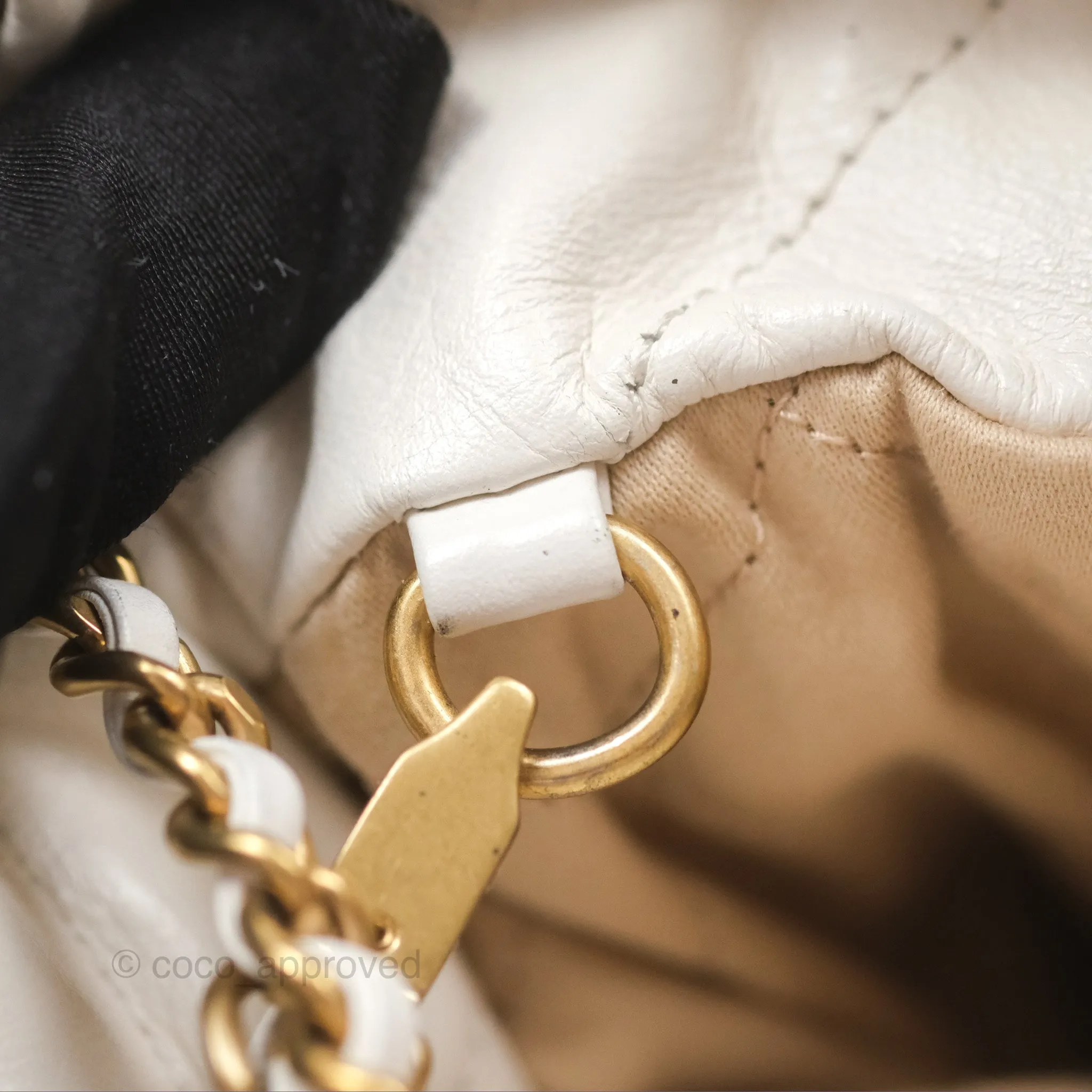 Chanel 22 Mini Bag White Crumpled Calfskin