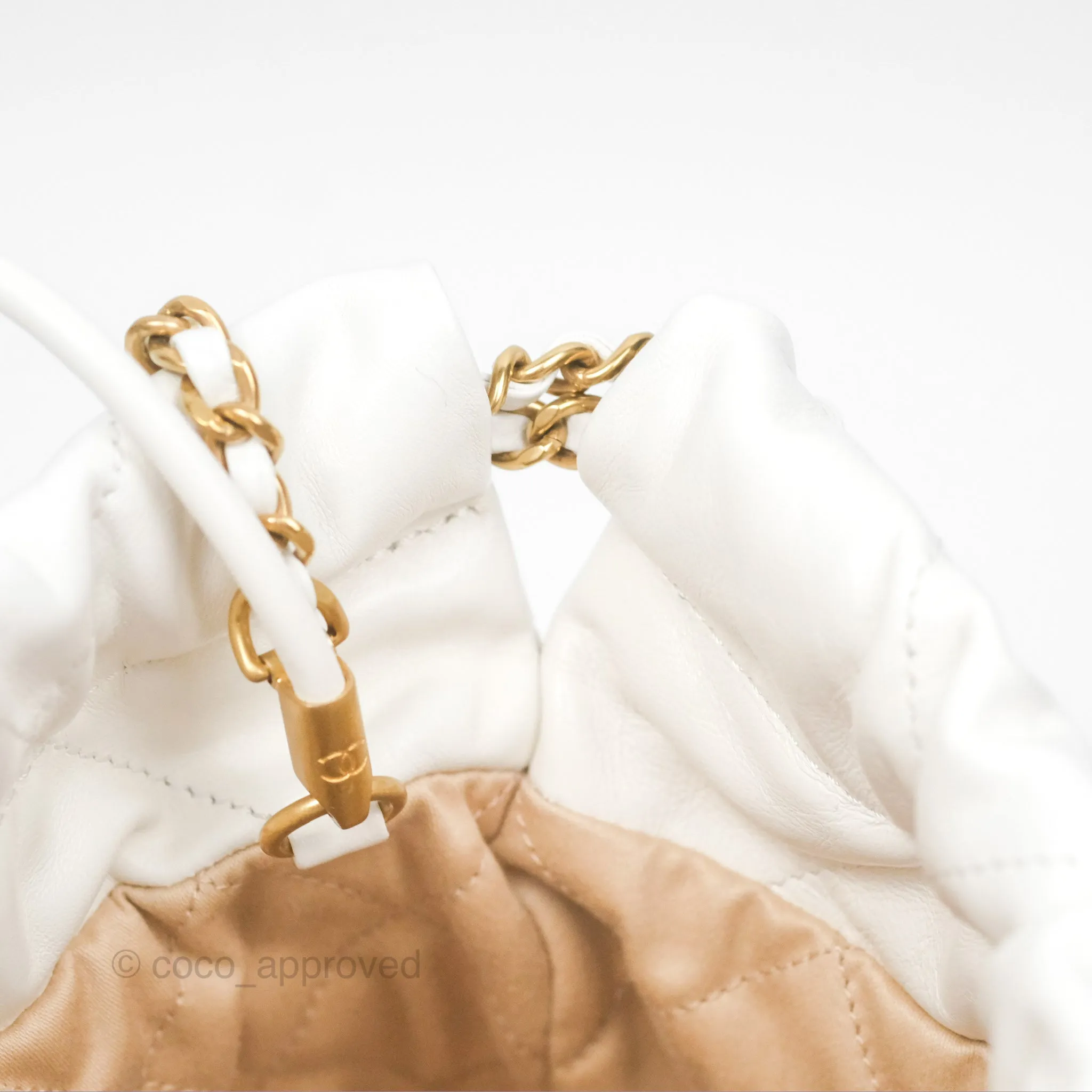 Chanel 22 Mini Bag White Shiny Crumpled Calfskin