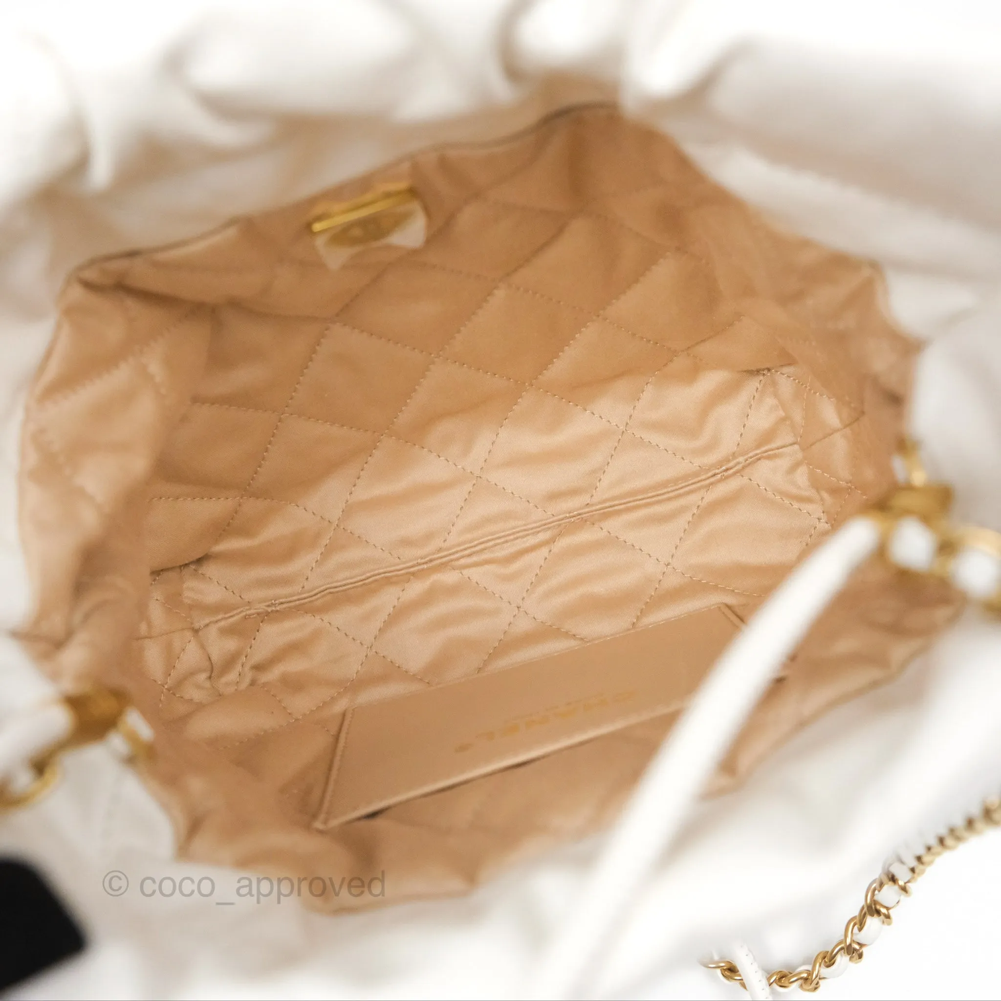 Chanel 22 Mini Bag White Shiny Crumpled Calfskin
