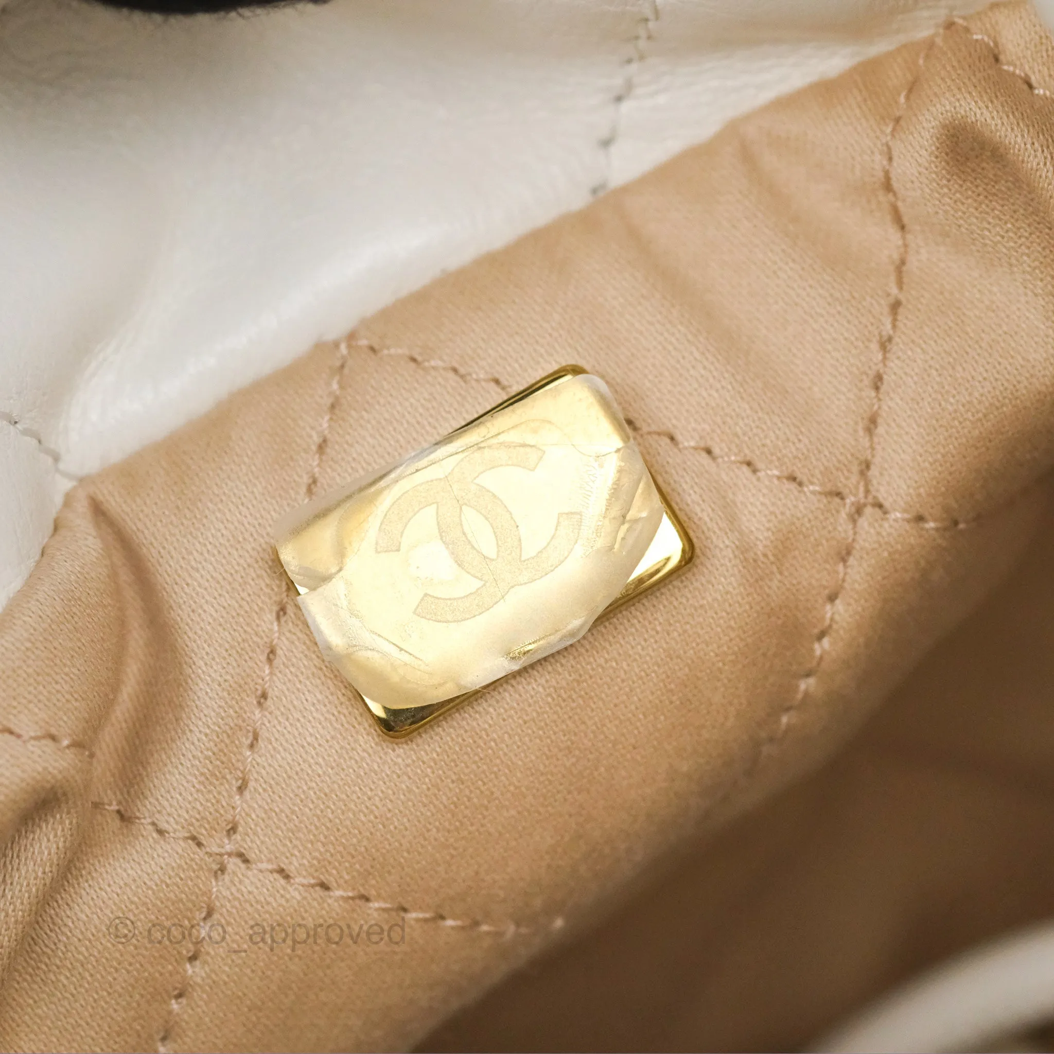 Chanel 22 Mini Bag White Shiny Crumpled Calfskin