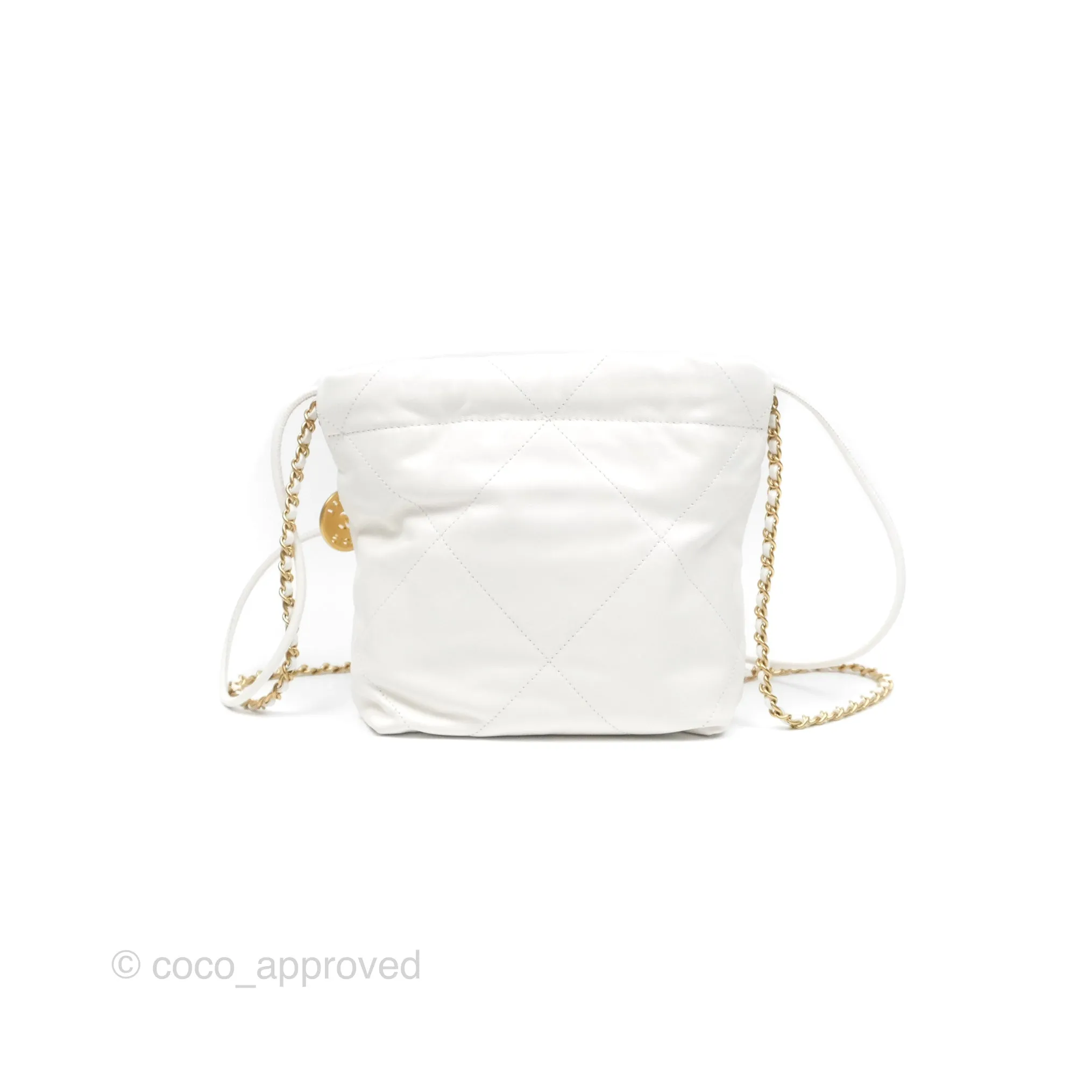 Chanel 22 Mini Bag White Shiny Crumpled Calfskin