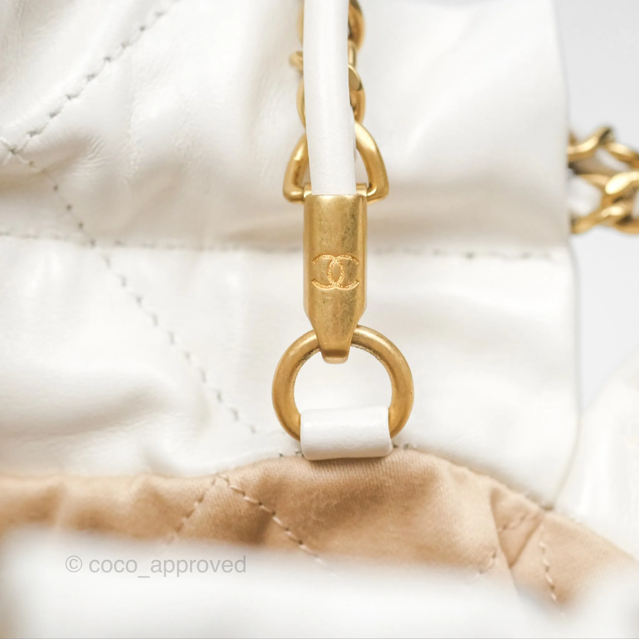 Chanel 22 Mini Bag White Shiny Crumpled Calfskin