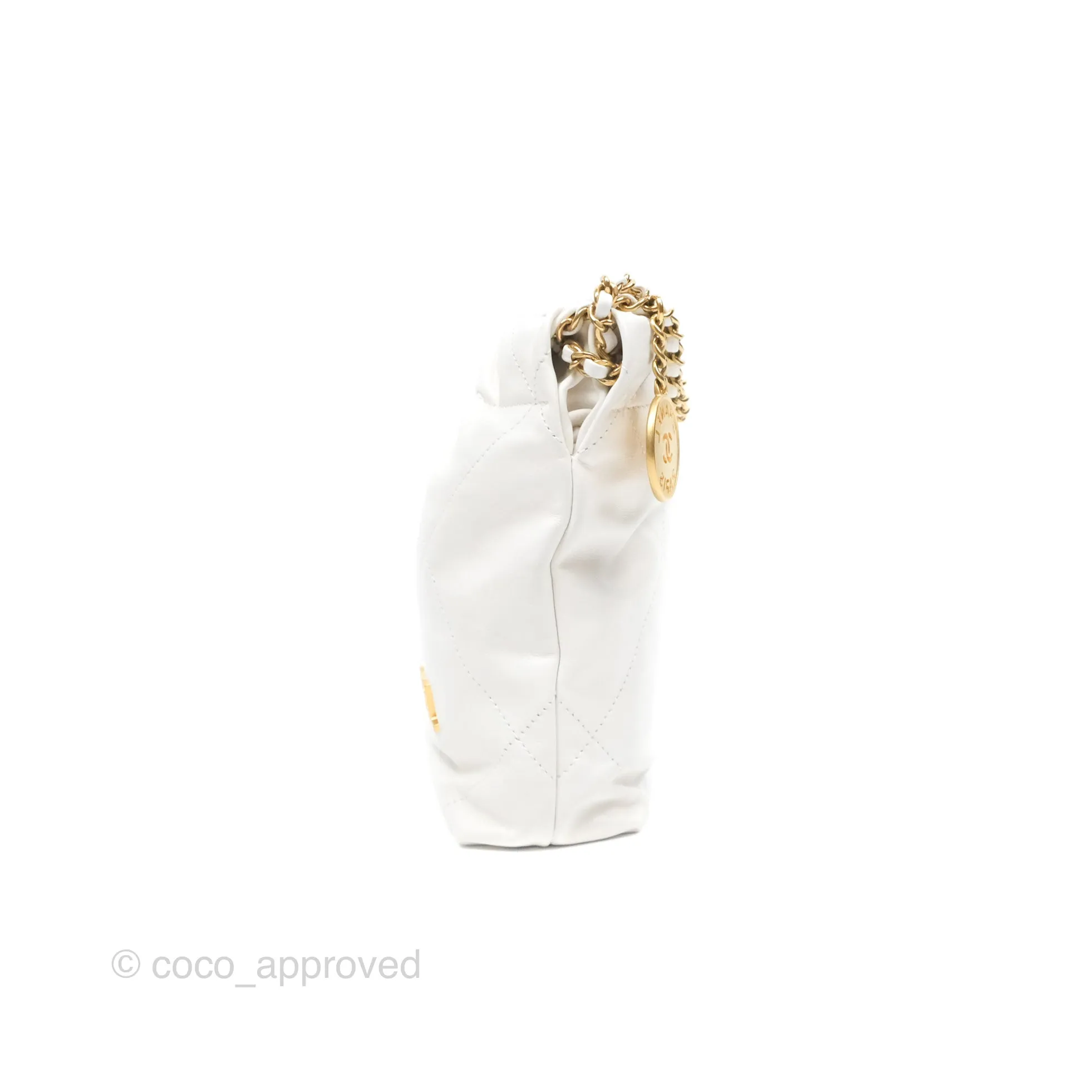 Chanel 22 Mini Bag White Shiny Crumpled Calfskin