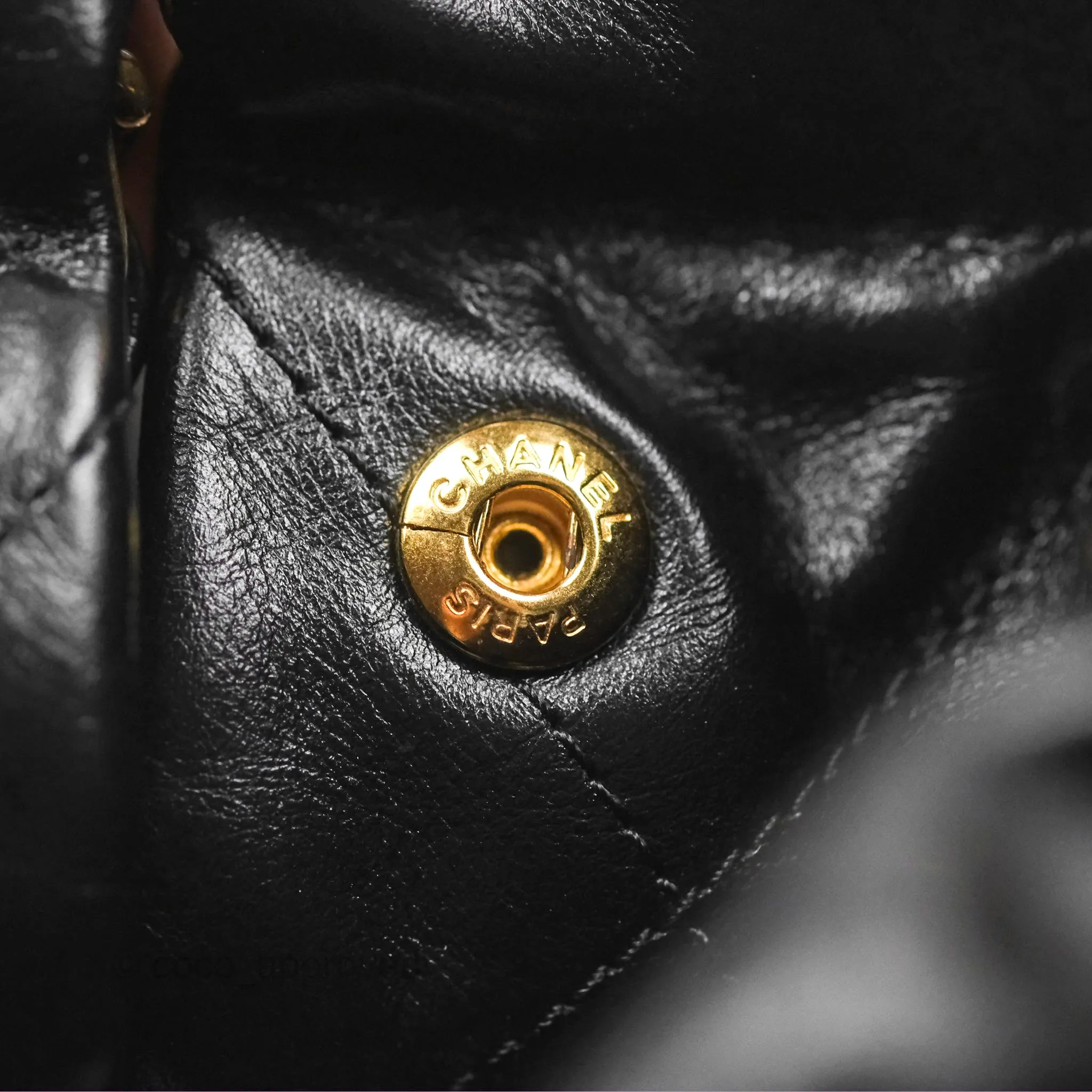 Chanel 22 Small Black Shiny Calfskin Aged Gold Hardware