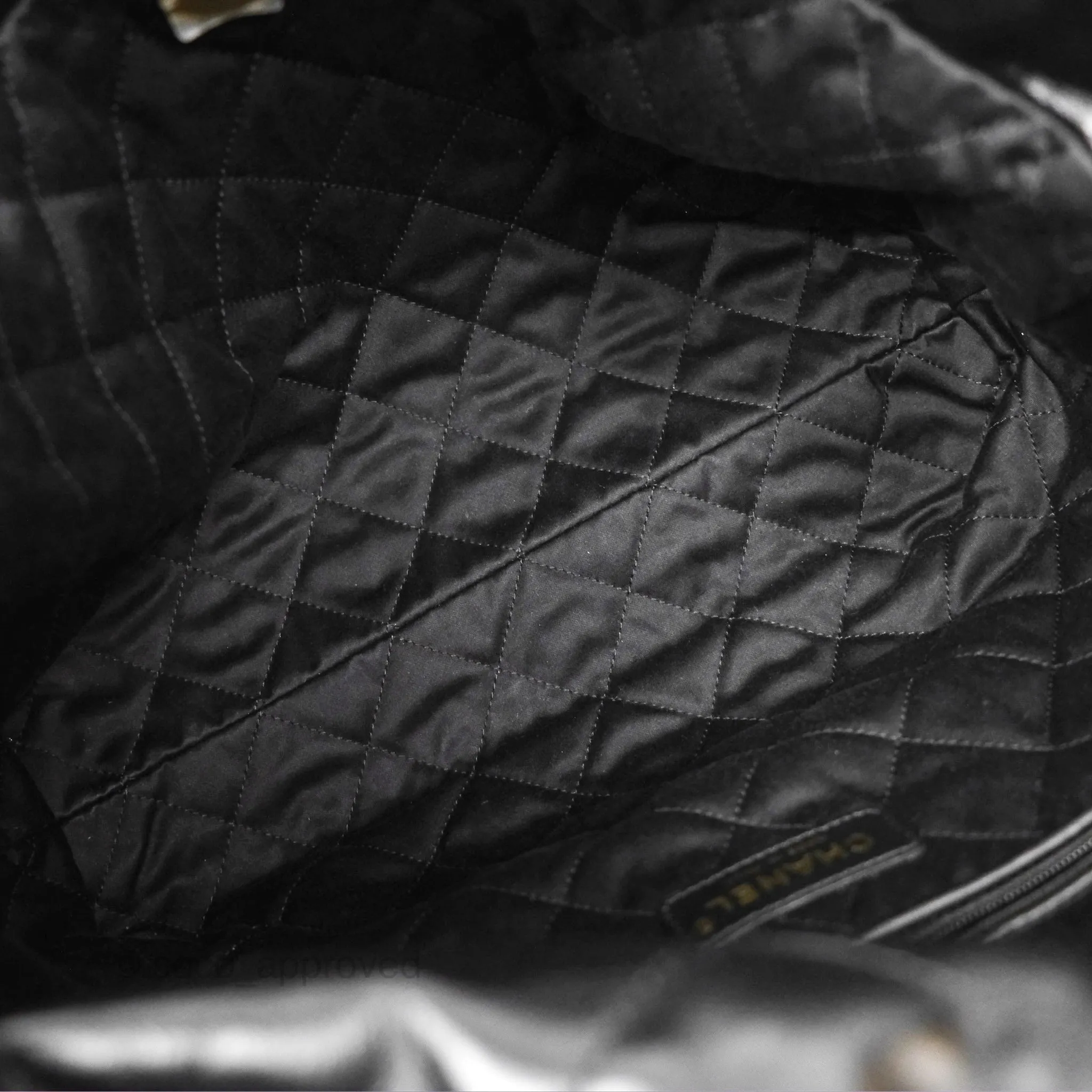 Chanel 22 Small Black Shiny Calfskin Aged Gold Hardware