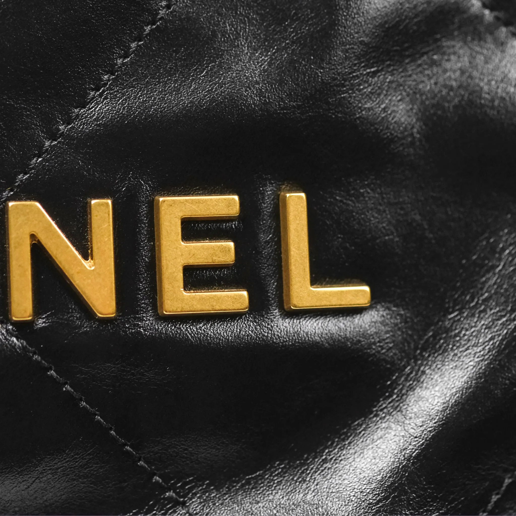 Chanel 22 Small Black Shiny Calfskin Aged Gold Hardware