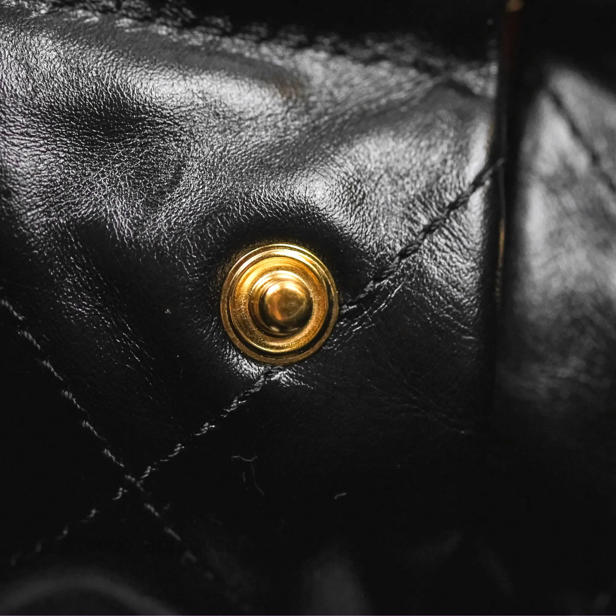 Chanel 22 Small Black Shiny Calfskin Aged Gold Hardware