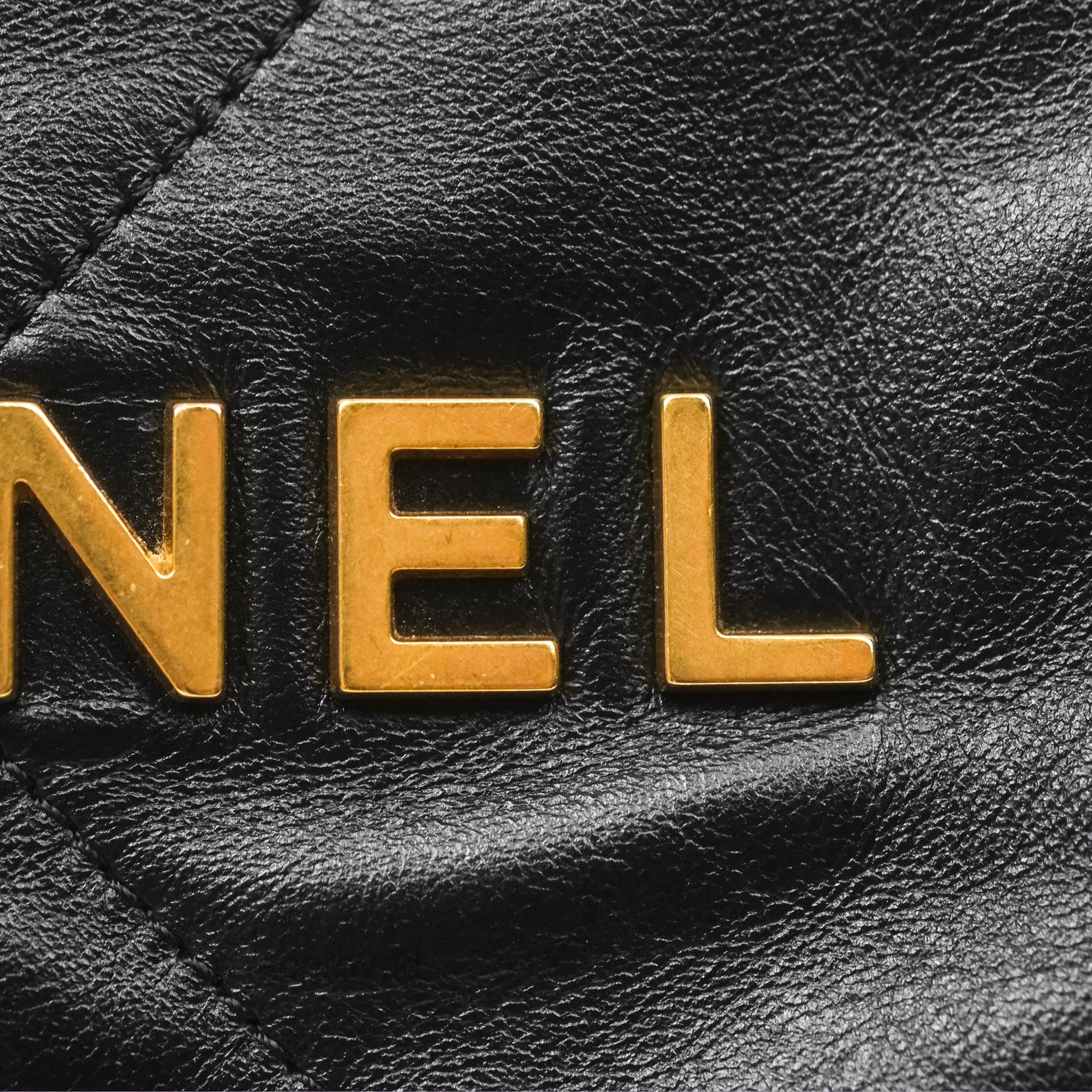 Chanel 22 Small Black Shiny Crumpled Calfskin Aged Gold Hardware