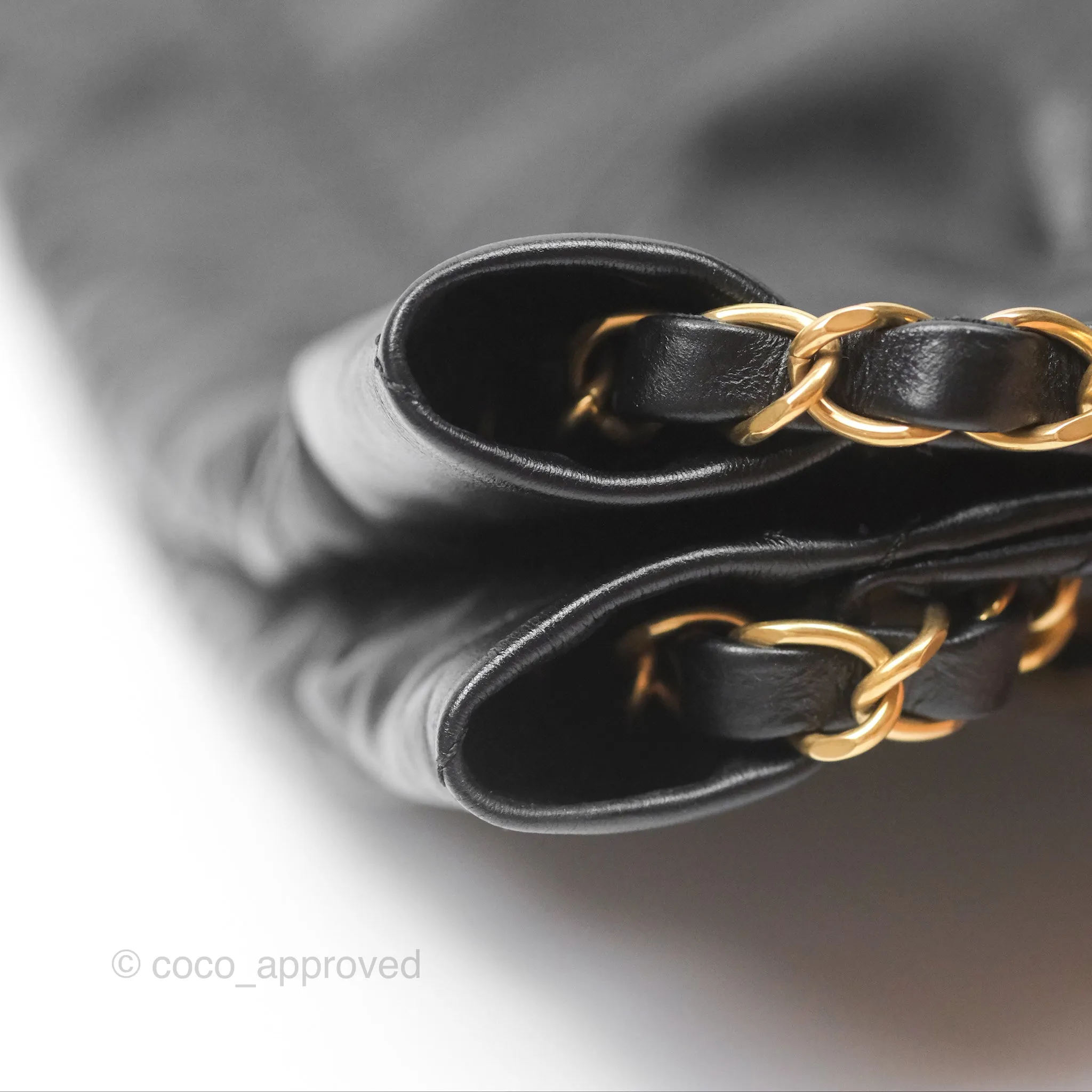 Chanel 22 Small Black Shiny Crumpled Calfskin Aged Gold Hardware