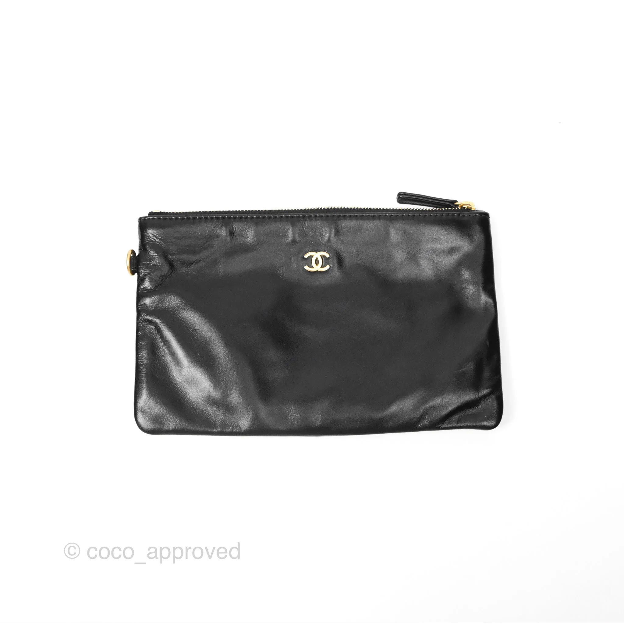 Chanel 22 Small Black Shiny Crumpled Calfskin Aged Gold Hardware