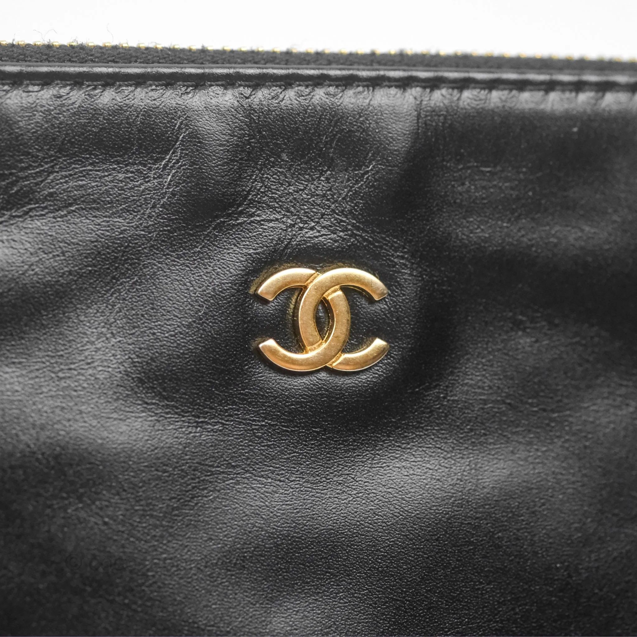 Chanel 22 Small Black Shiny Crumpled Calfskin Aged Gold Hardware