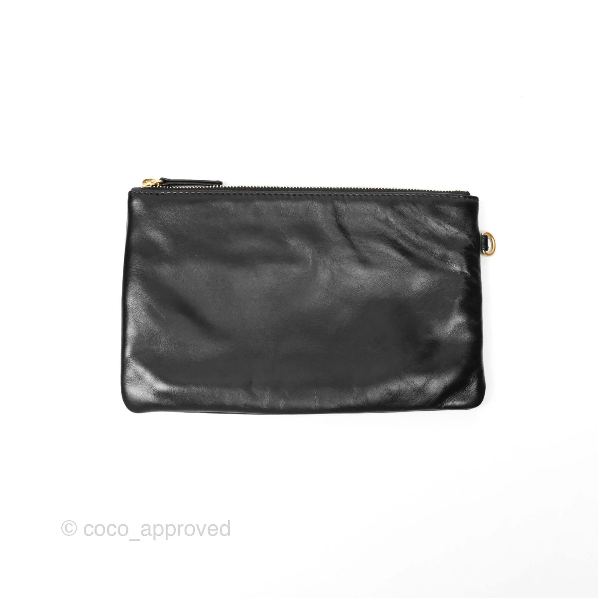 Chanel 22 Small Black Shiny Crumpled Calfskin Aged Gold Hardware