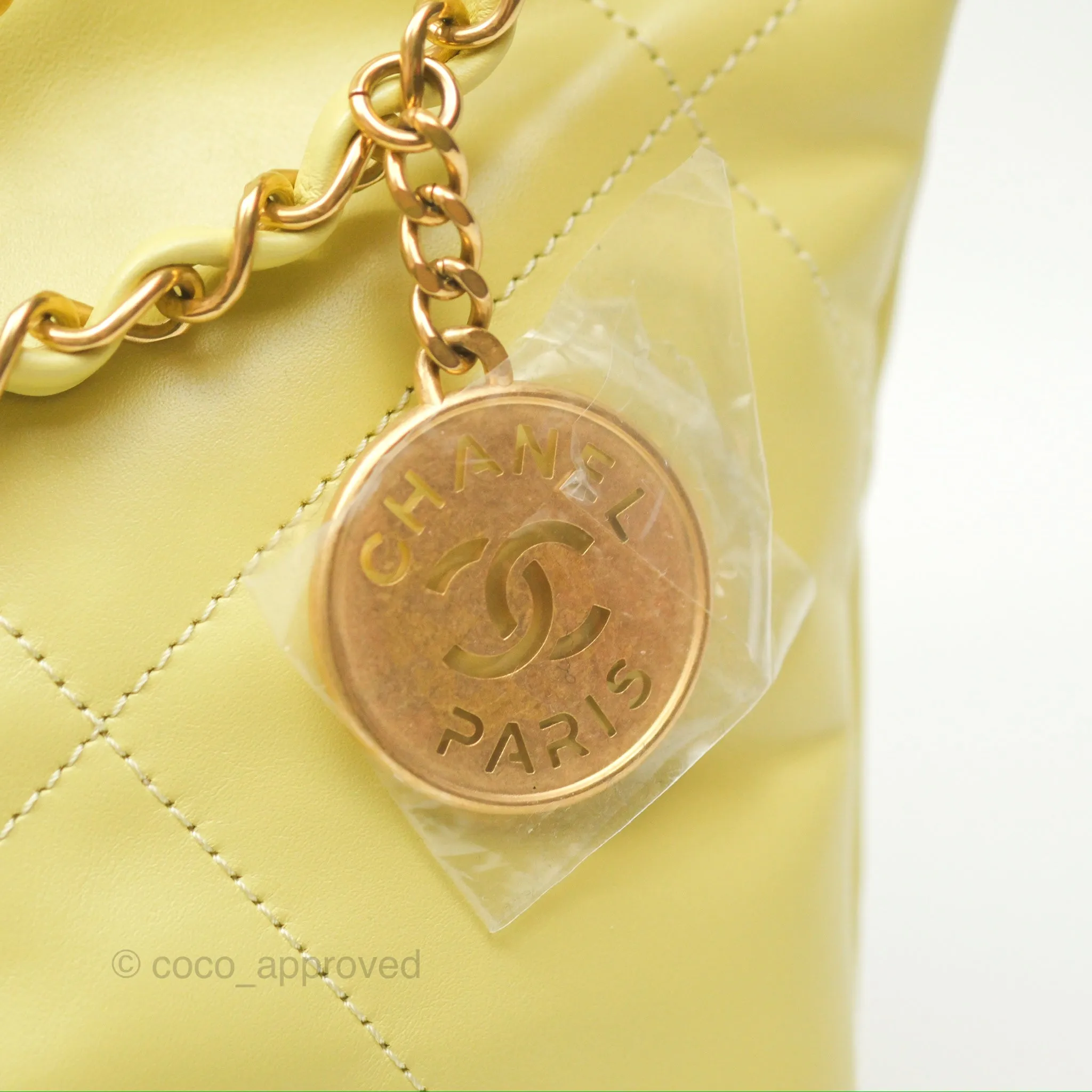 Chanel 22 Small Lime Green Shiny Aged Calfskin Aged Gold Hardware