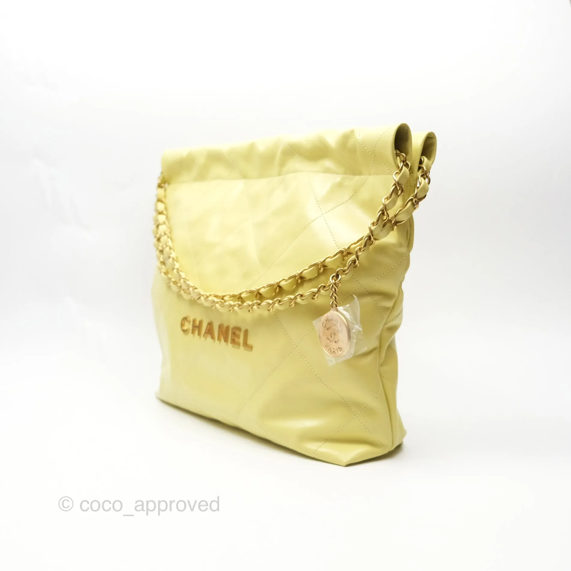 Chanel 22 Small Lime Green Shiny Aged Calfskin Aged Gold Hardware