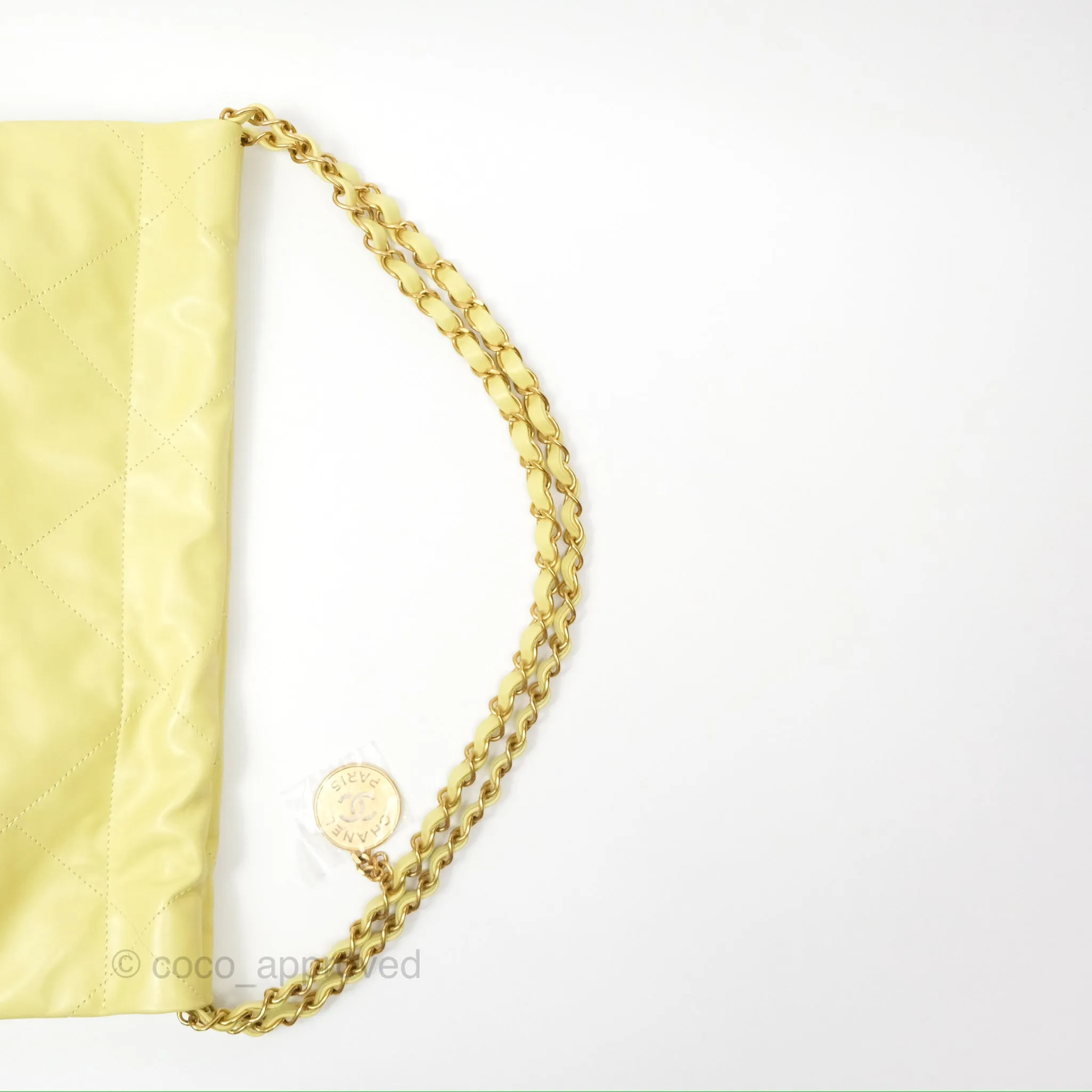 Chanel 22 Small Lime Green Shiny Aged Calfskin Aged Gold Hardware