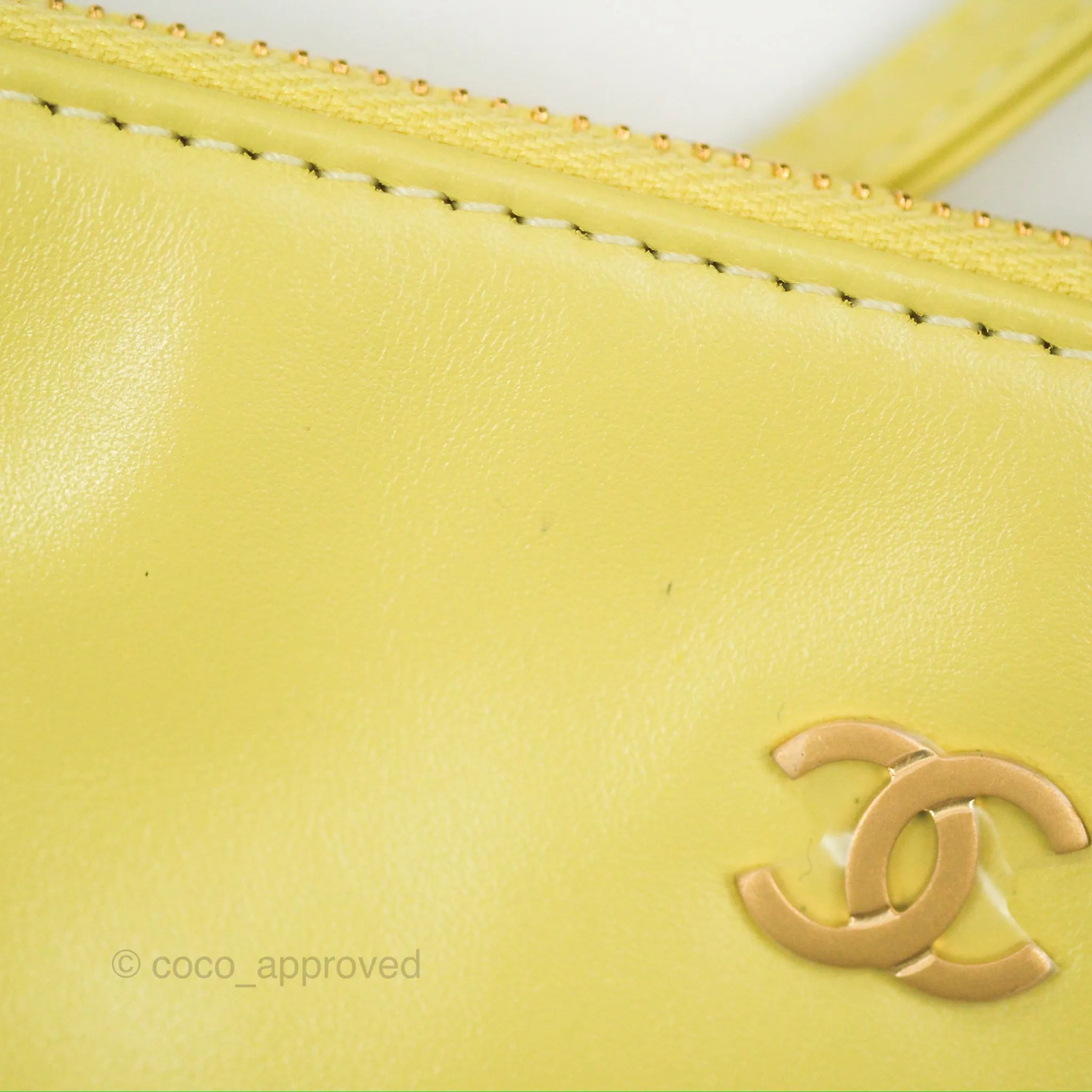 Chanel 22 Small Lime Green Shiny Aged Calfskin Aged Gold Hardware