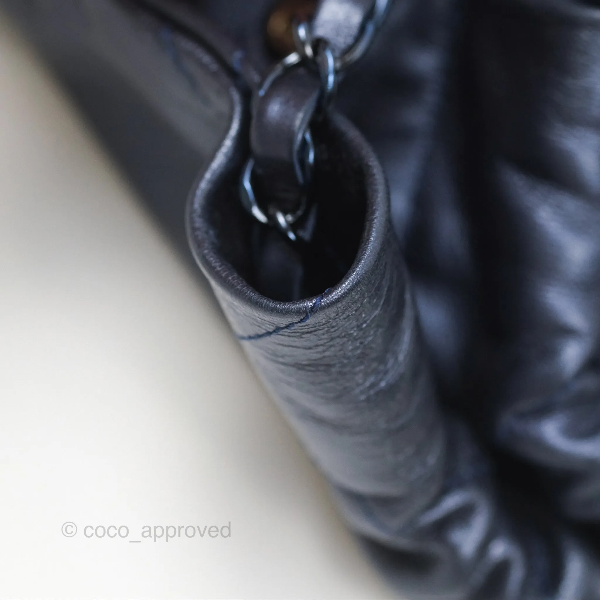 Chanel 22 Small Metallic Midnight Blue Aged Calfskin Midnight Blue/Silver Hardware