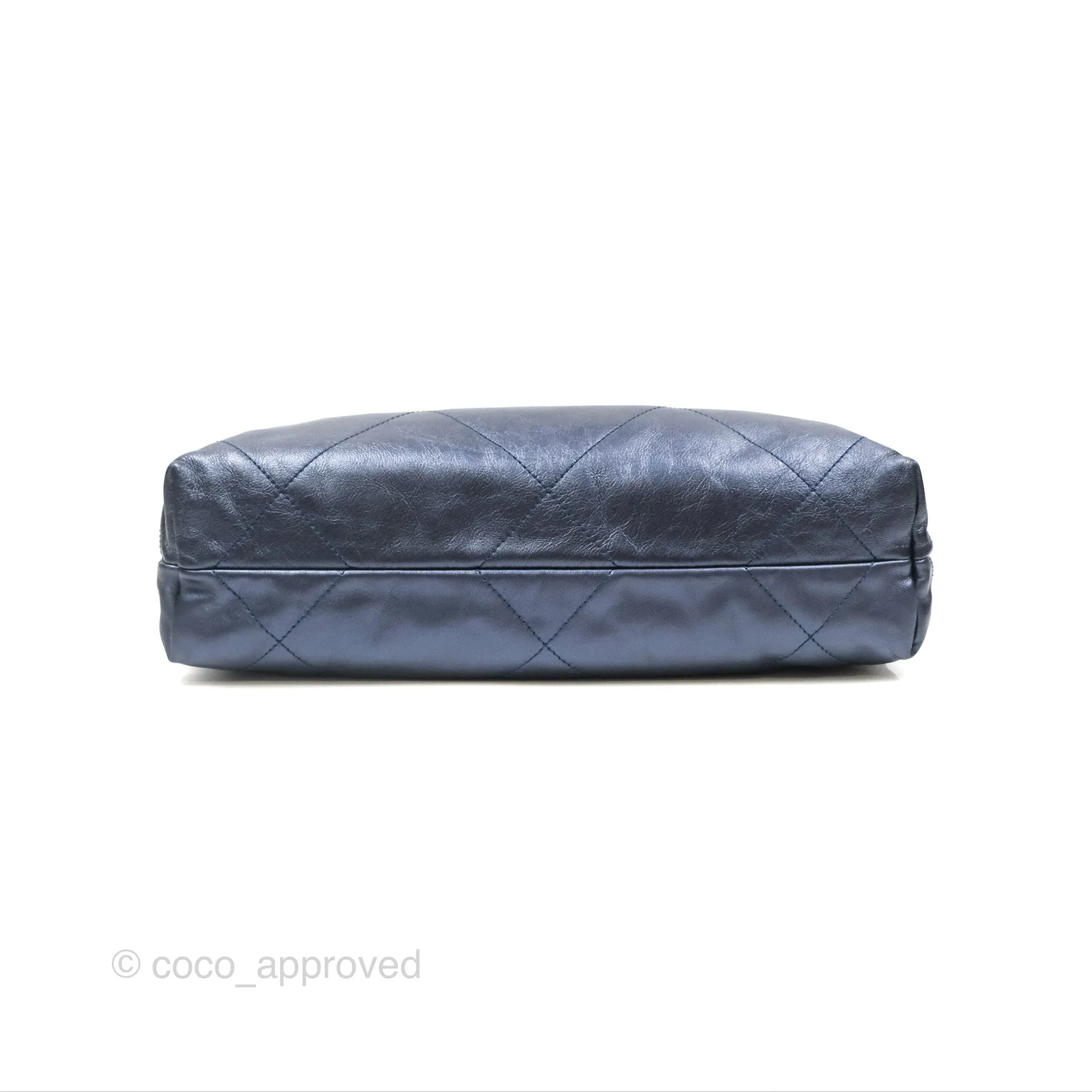 Chanel 22 Small Metallic Midnight Blue Aged Calfskin Midnight Blue/Silver Hardware