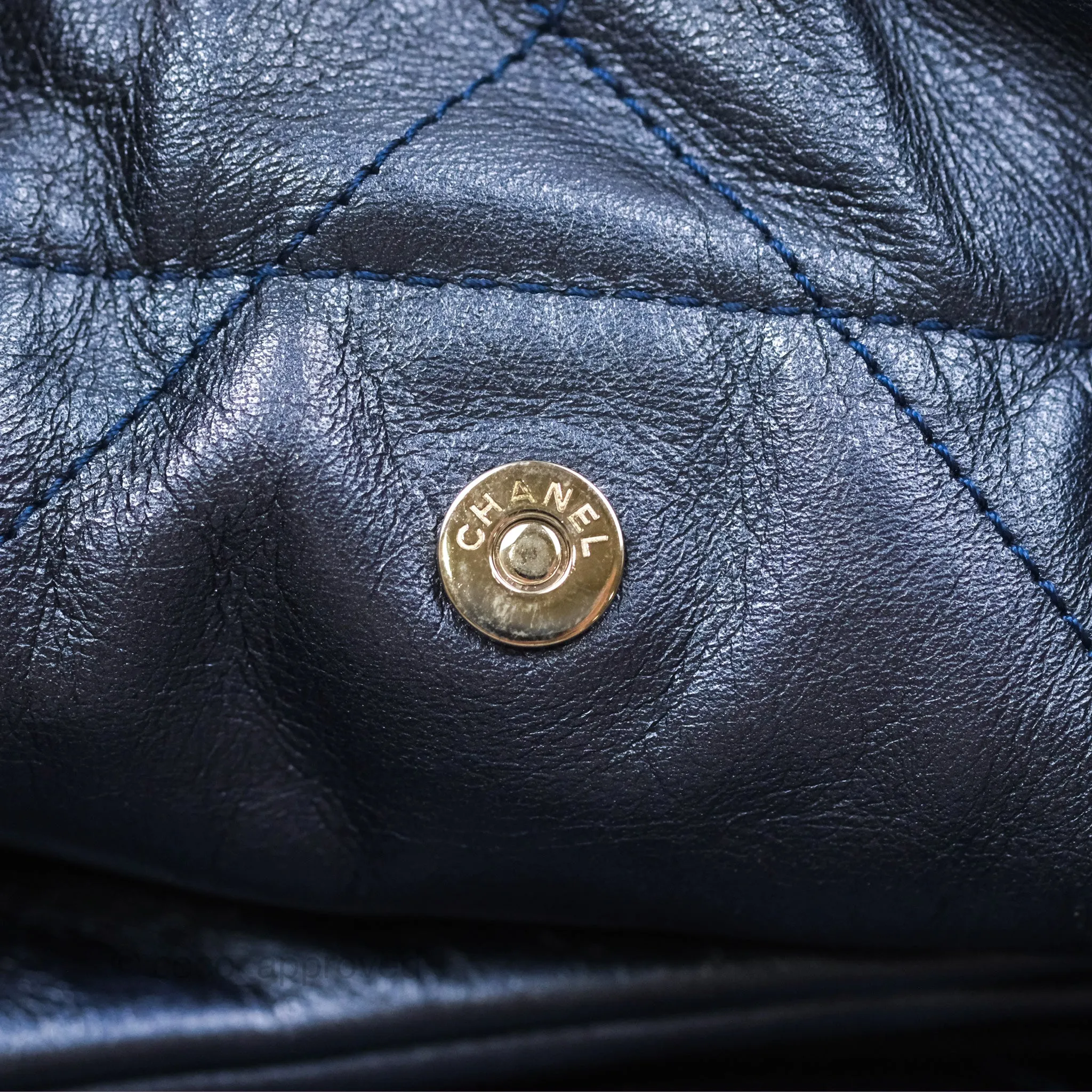 Chanel 22 Small Metallic Midnight Blue Aged Calfskin Midnight Blue/Silver Hardware