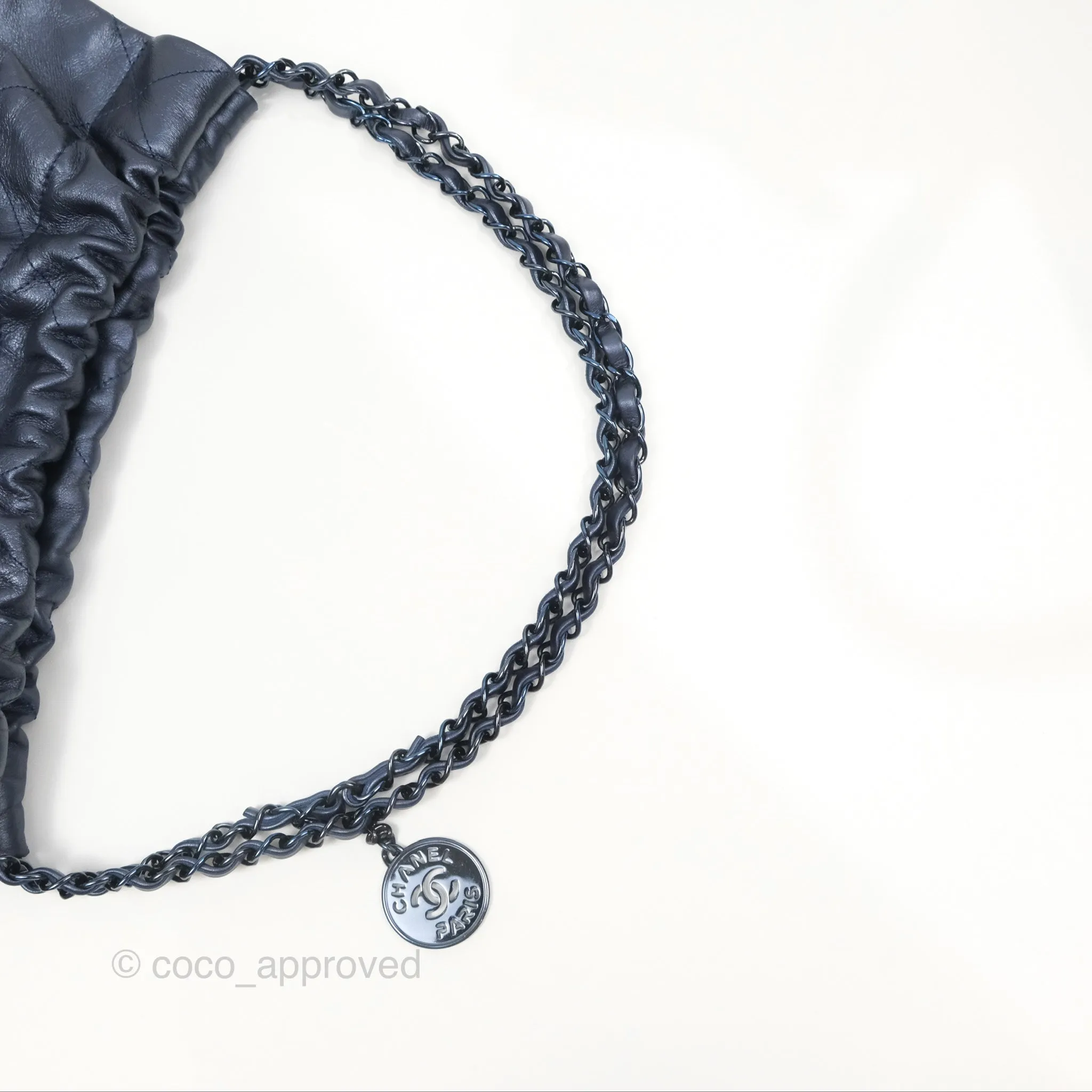 Chanel 22 Small Metallic Midnight Blue Aged Calfskin Midnight Blue/Silver Hardware