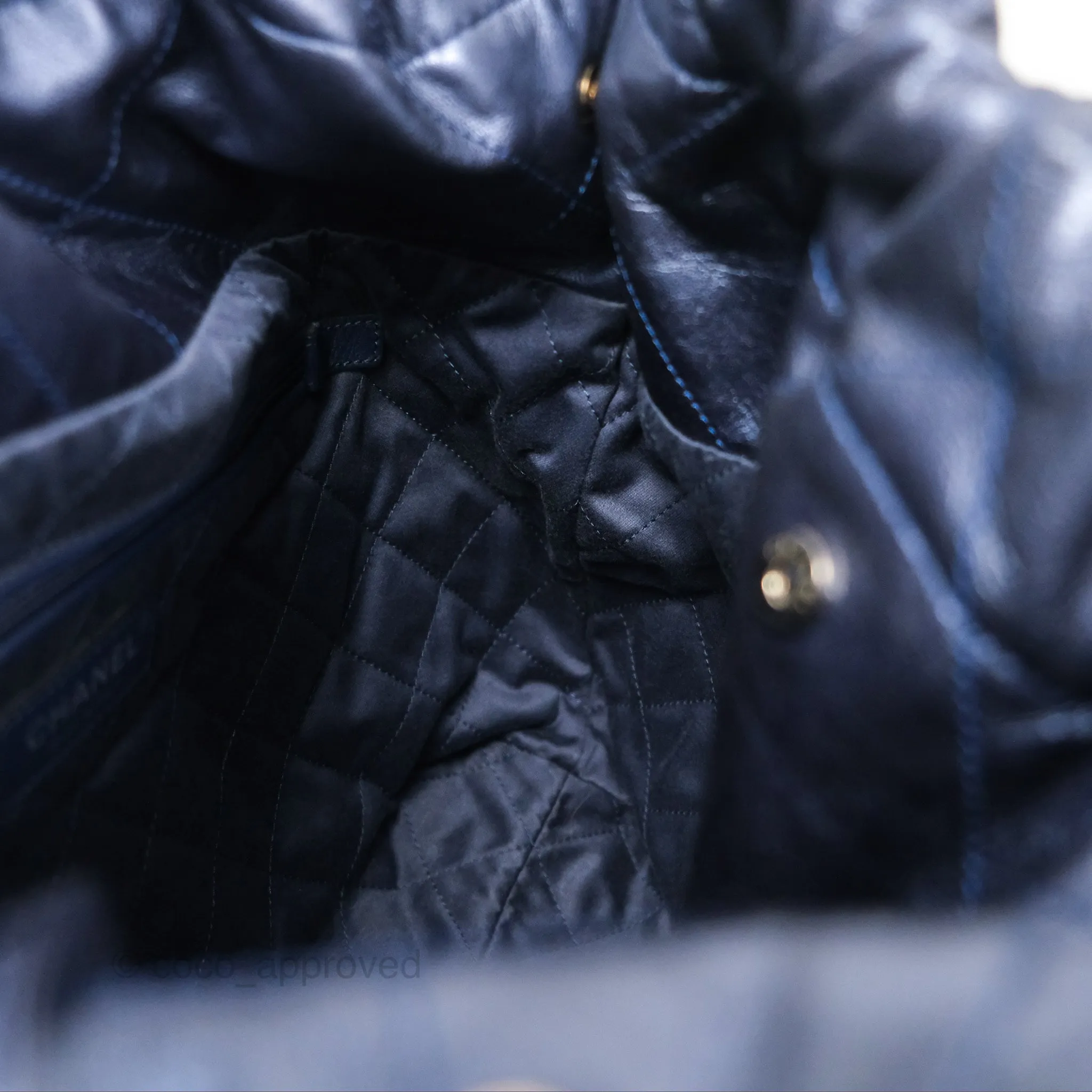 Chanel 22 Small Metallic Midnight Blue Aged Calfskin Midnight Blue/Silver Hardware