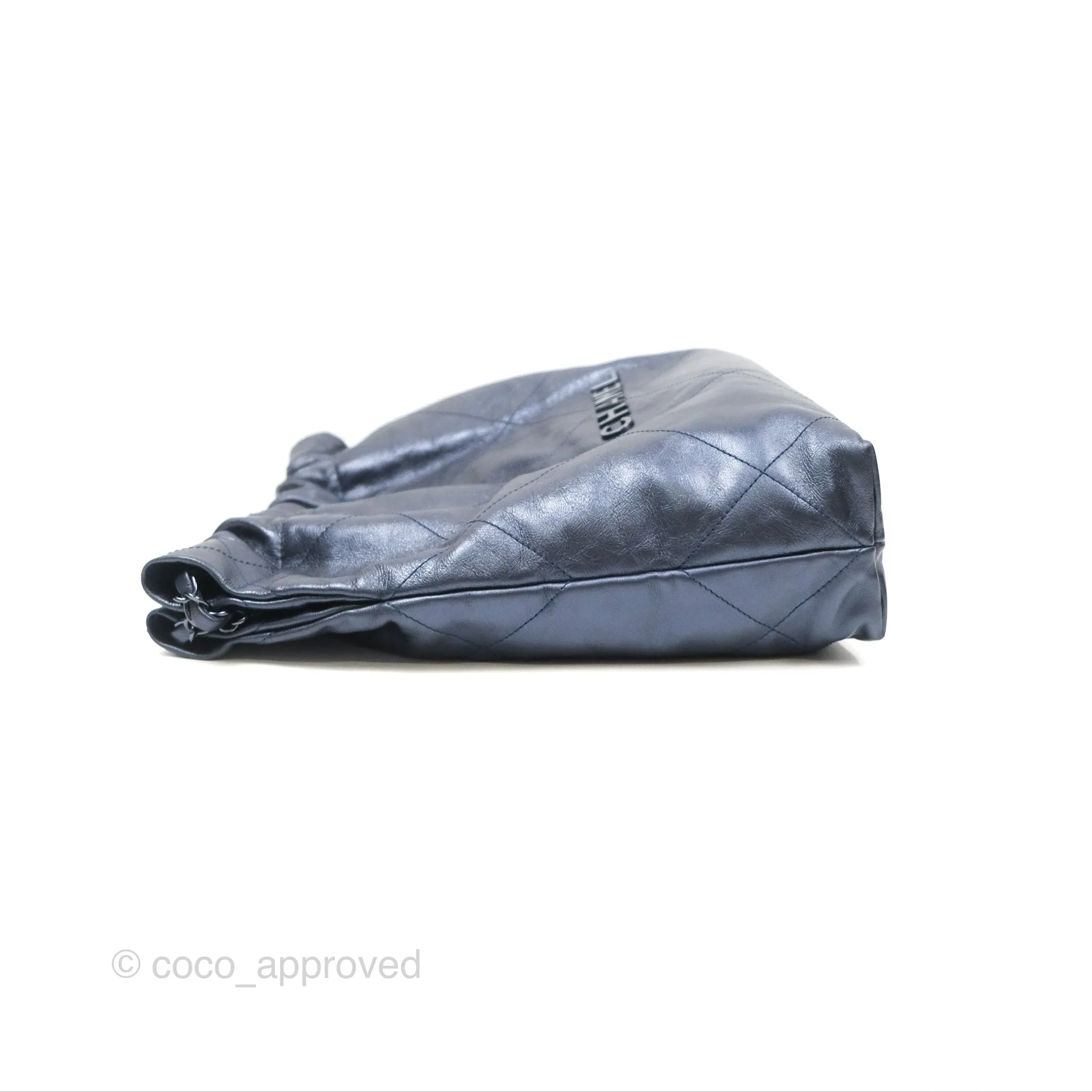 Chanel 22 Small Metallic Midnight Blue Aged Calfskin Midnight Blue/Silver Hardware