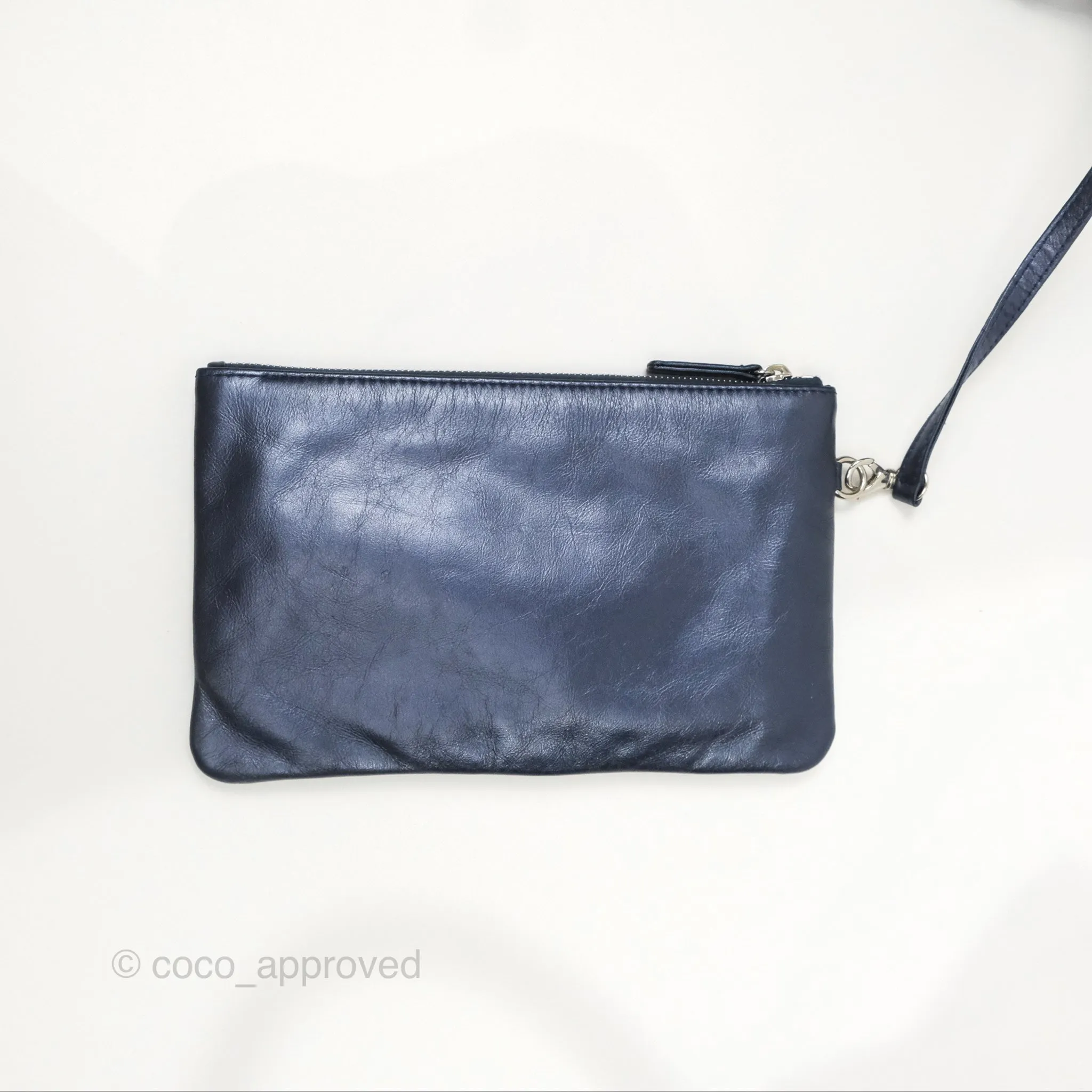 Chanel 22 Small Metallic Midnight Blue Aged Calfskin Midnight Blue/Silver Hardware