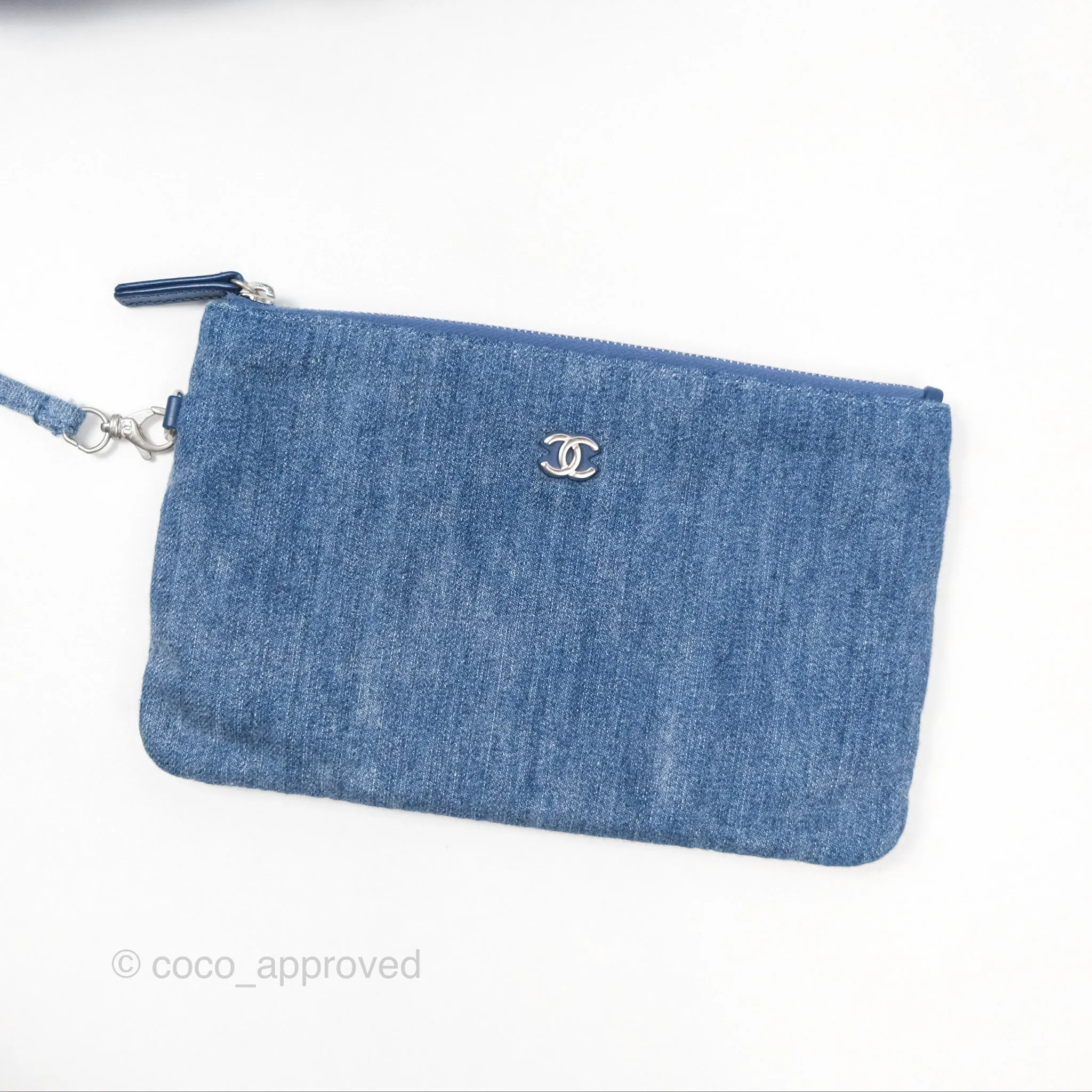 Chanel 22 Small Pearl Studded Denim Silver Hardware