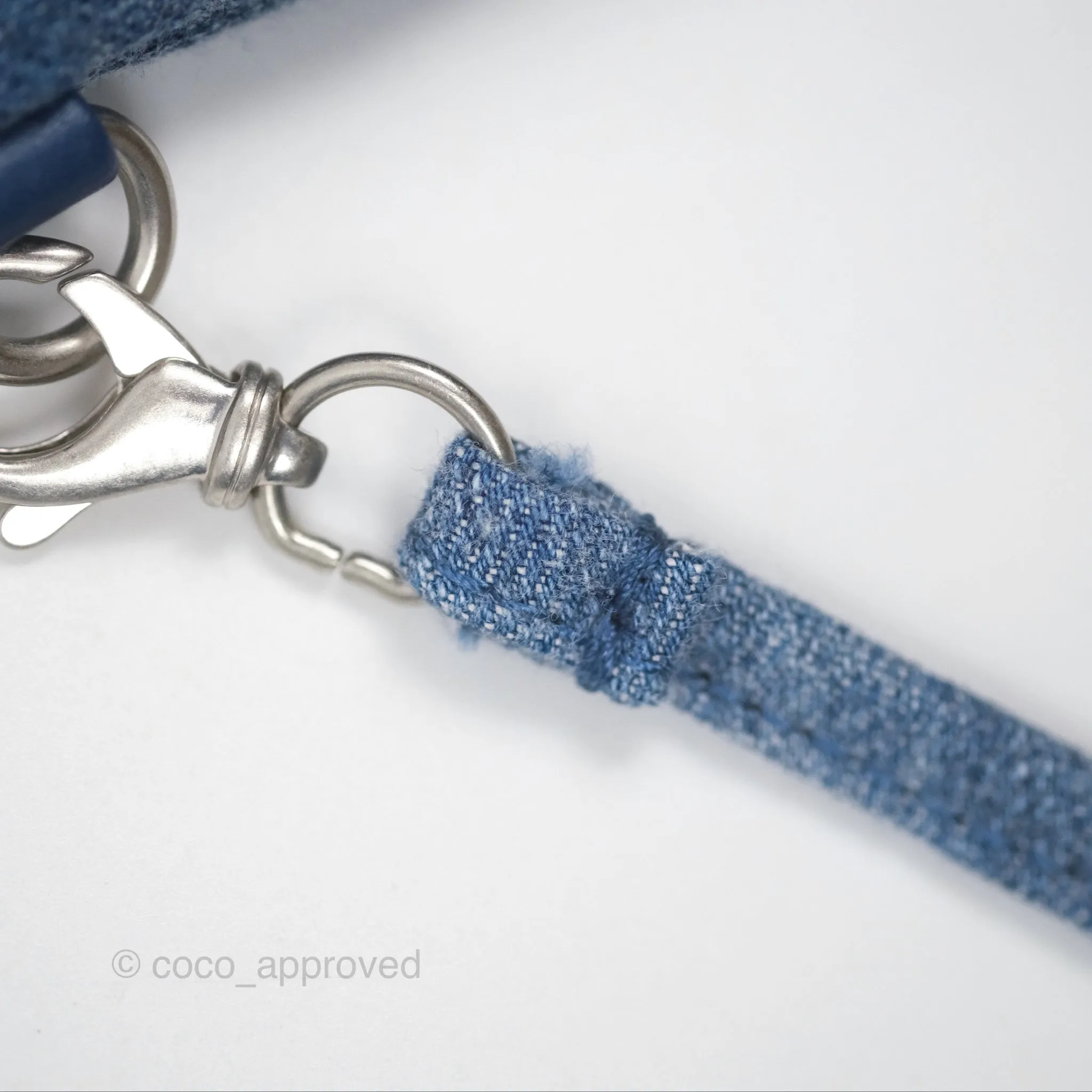 Chanel 22 Small Pearl Studded Denim Silver Hardware