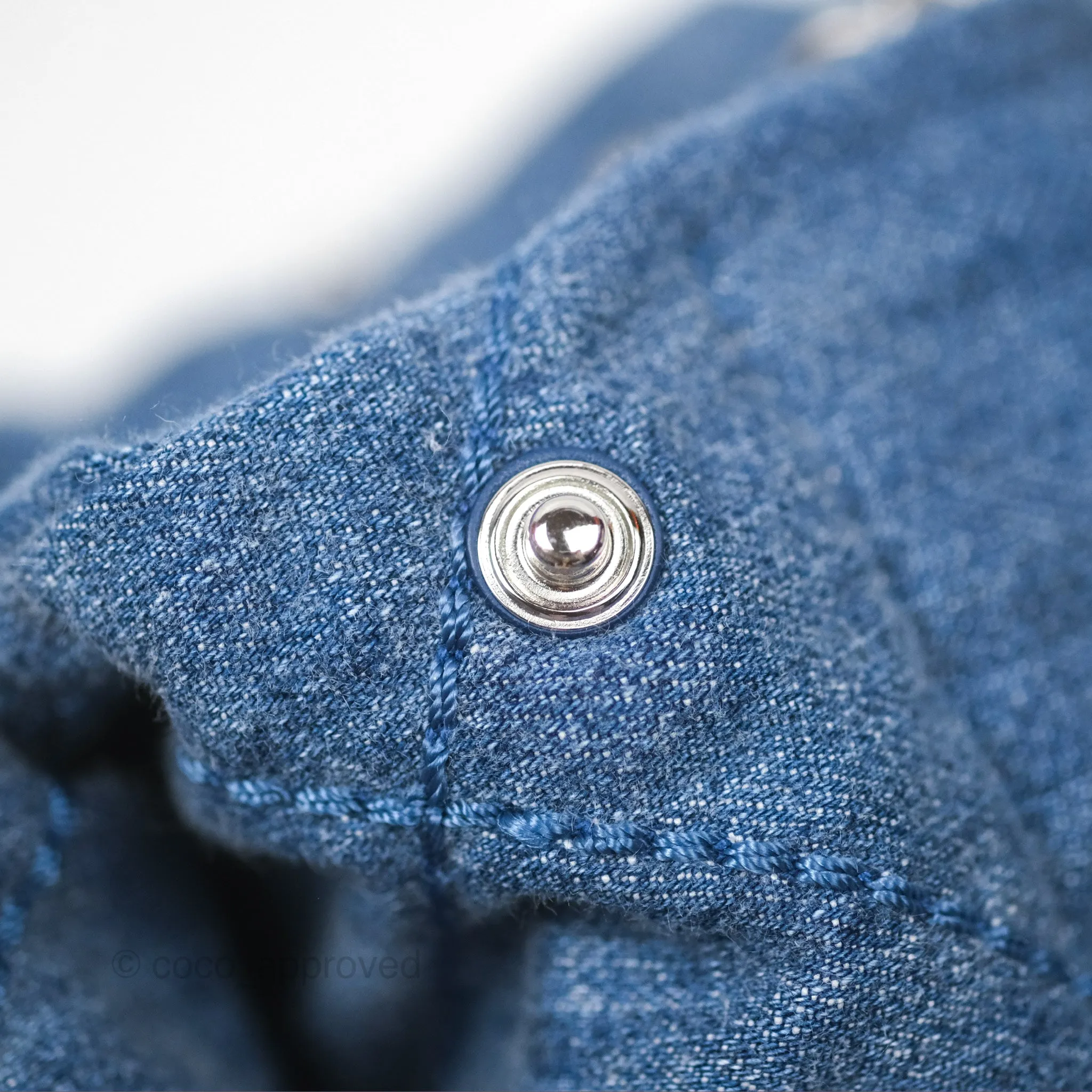 Chanel 22 Small Pearl Studded Denim Silver Hardware
