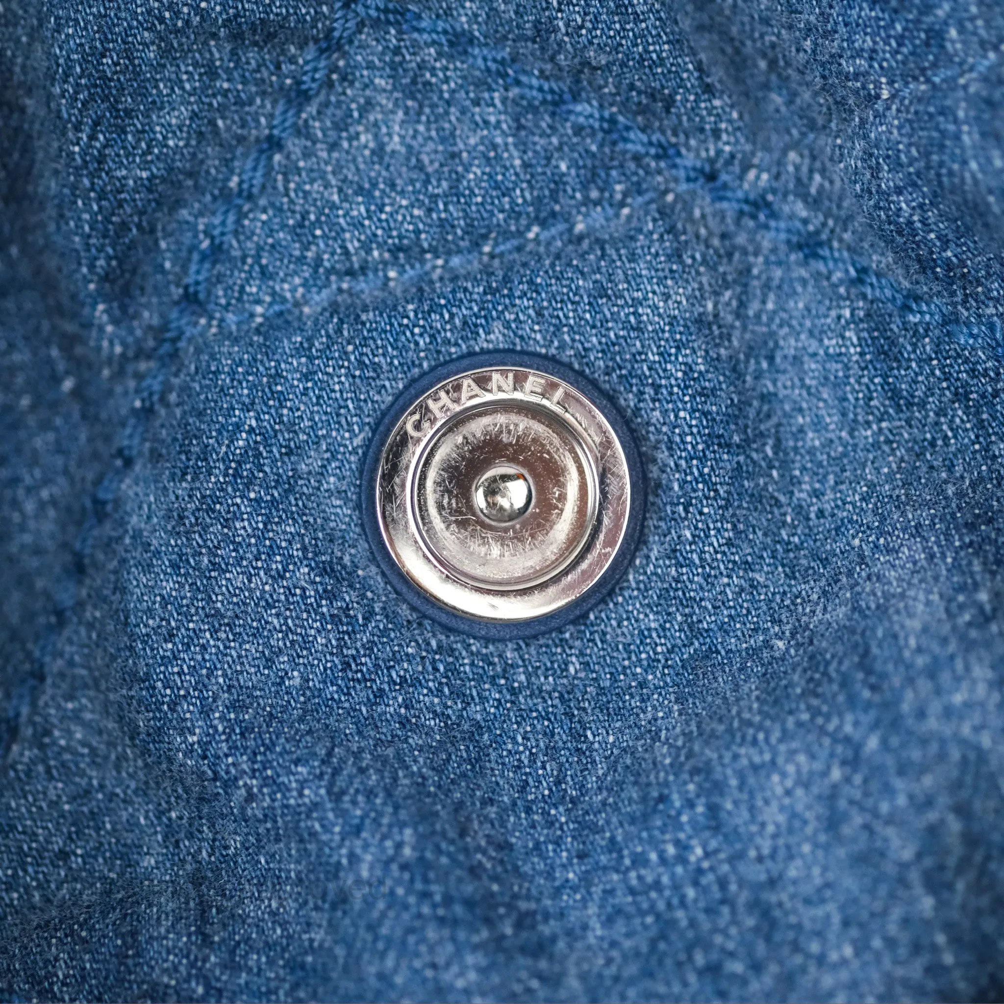 Chanel 22 Small Pearl Studded Denim Silver Hardware