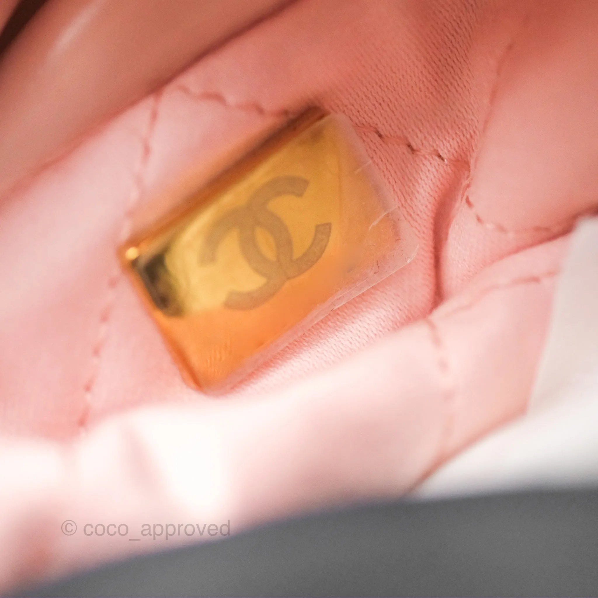 Chanel 22 Small Quilted Pink Shiny Crumpled Calfskin Aged Gold Hardware