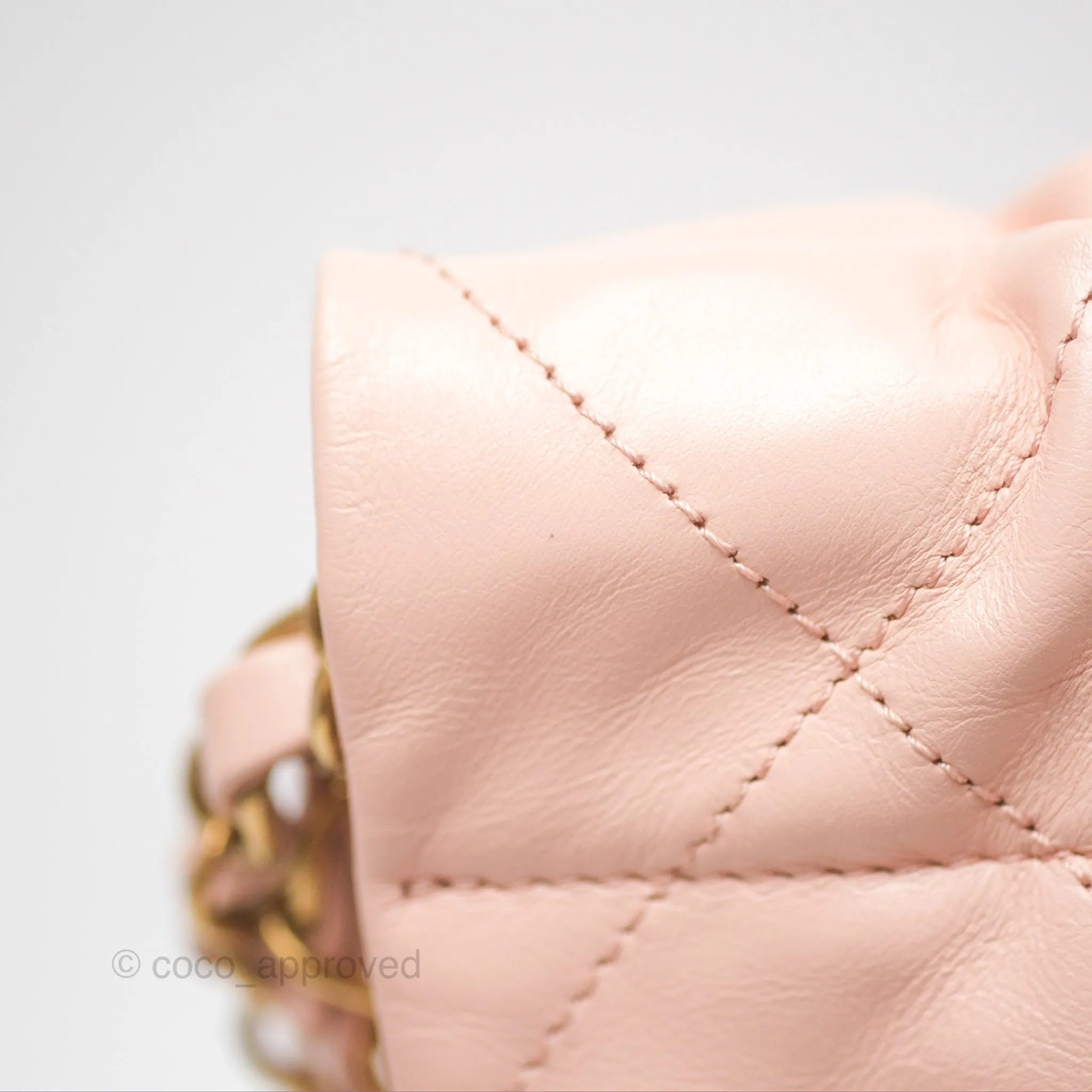 Chanel 22 Small Quilted Pink Shiny Crumpled Calfskin Aged Gold Hardware