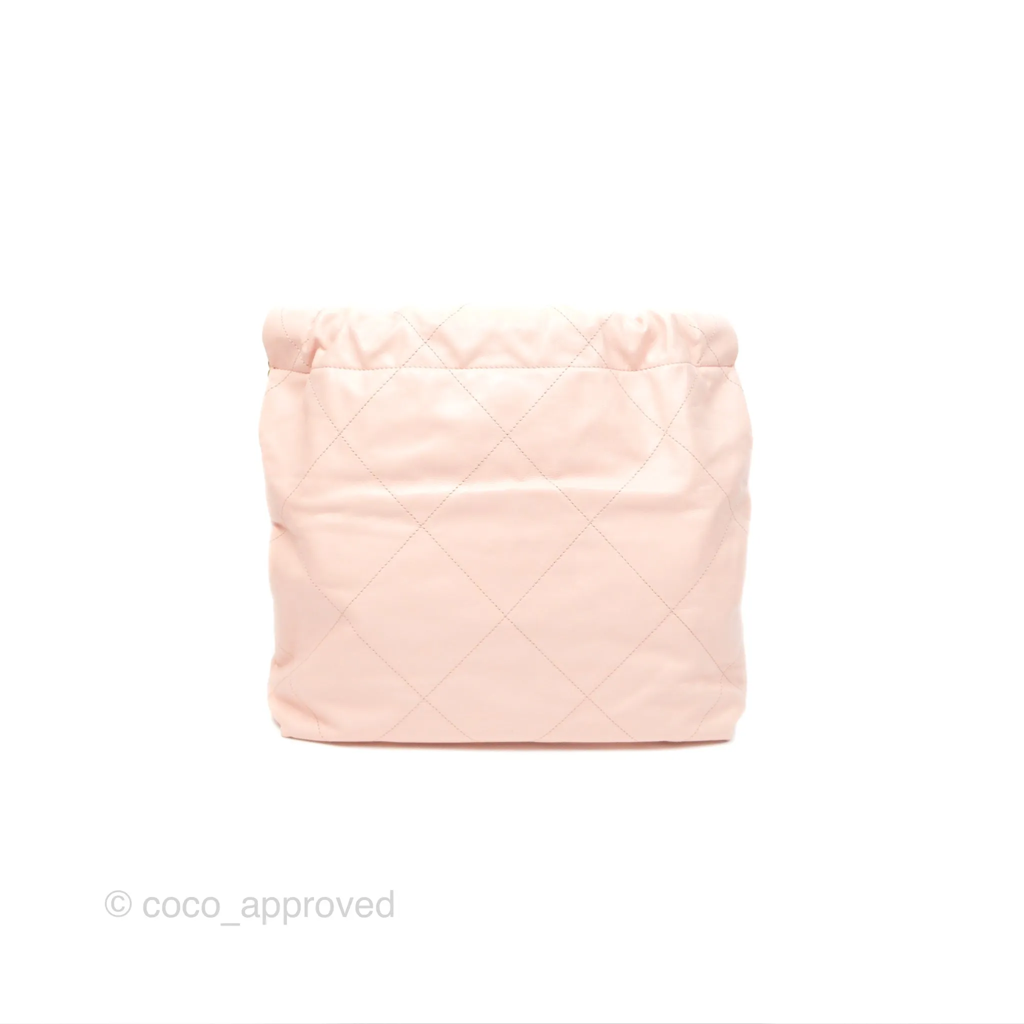 Chanel 22 Small Quilted Pink Shiny Crumpled Calfskin Aged Gold Hardware