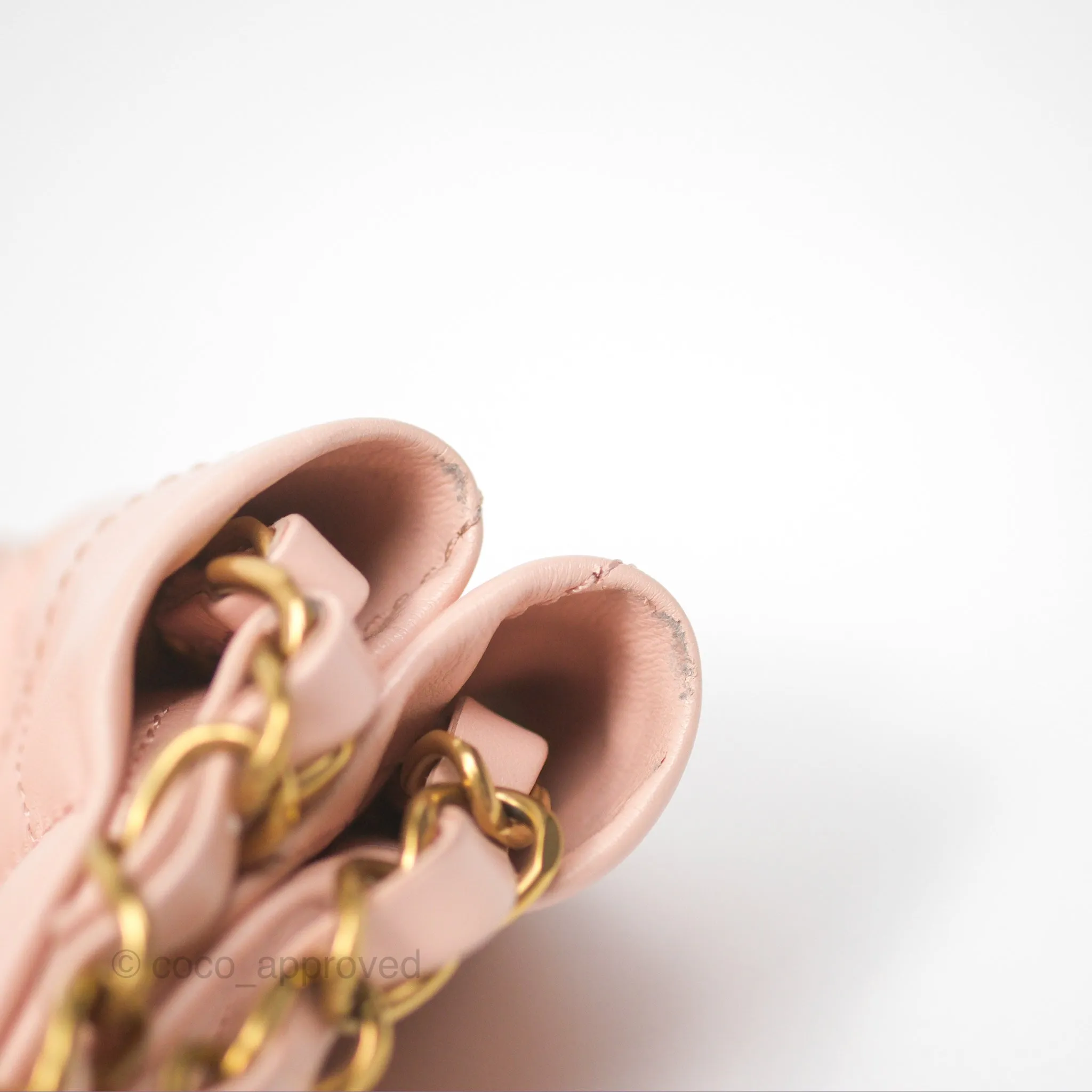Chanel 22 Small Quilted Pink Shiny Crumpled Calfskin Aged Gold Hardware