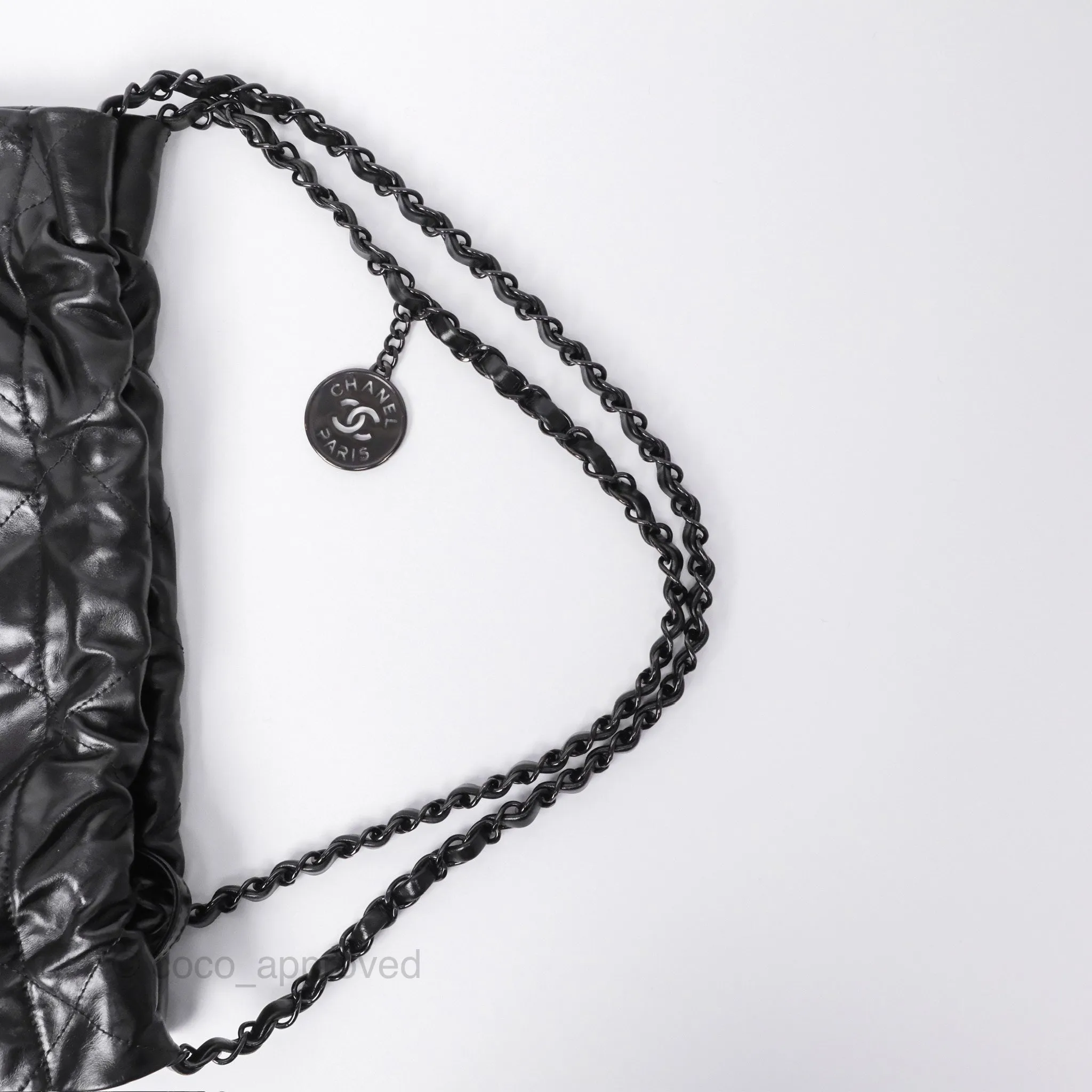 Chanel 22 Small Quilted So Black Shiny Crumpled Calfskin
