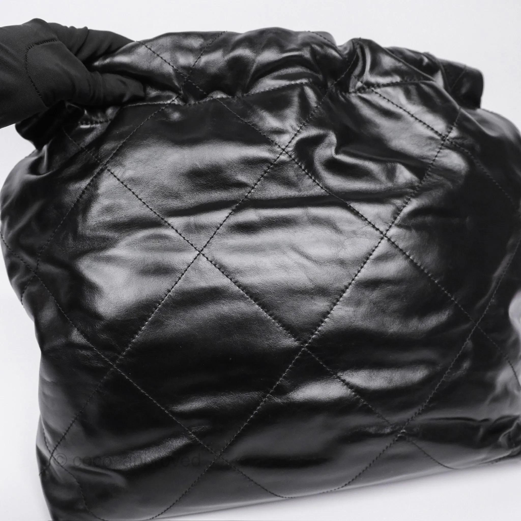 Chanel 22 Small Quilted So Black Shiny Crumpled Calfskin
