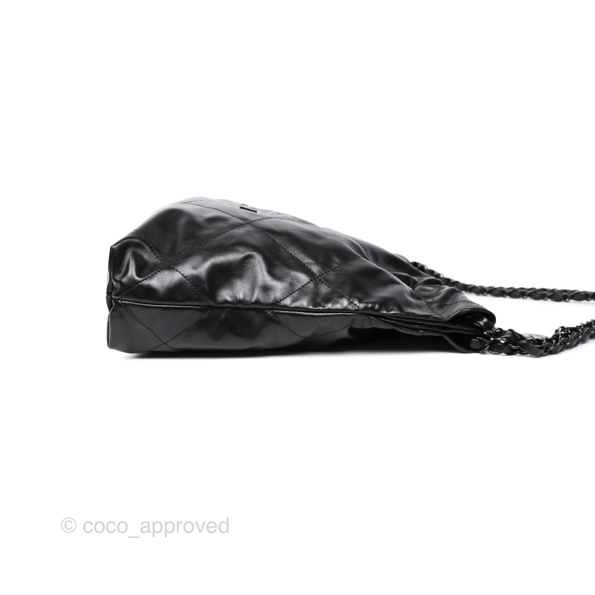 Chanel 22 Small Quilted So Black Shiny Crumpled Calfskin