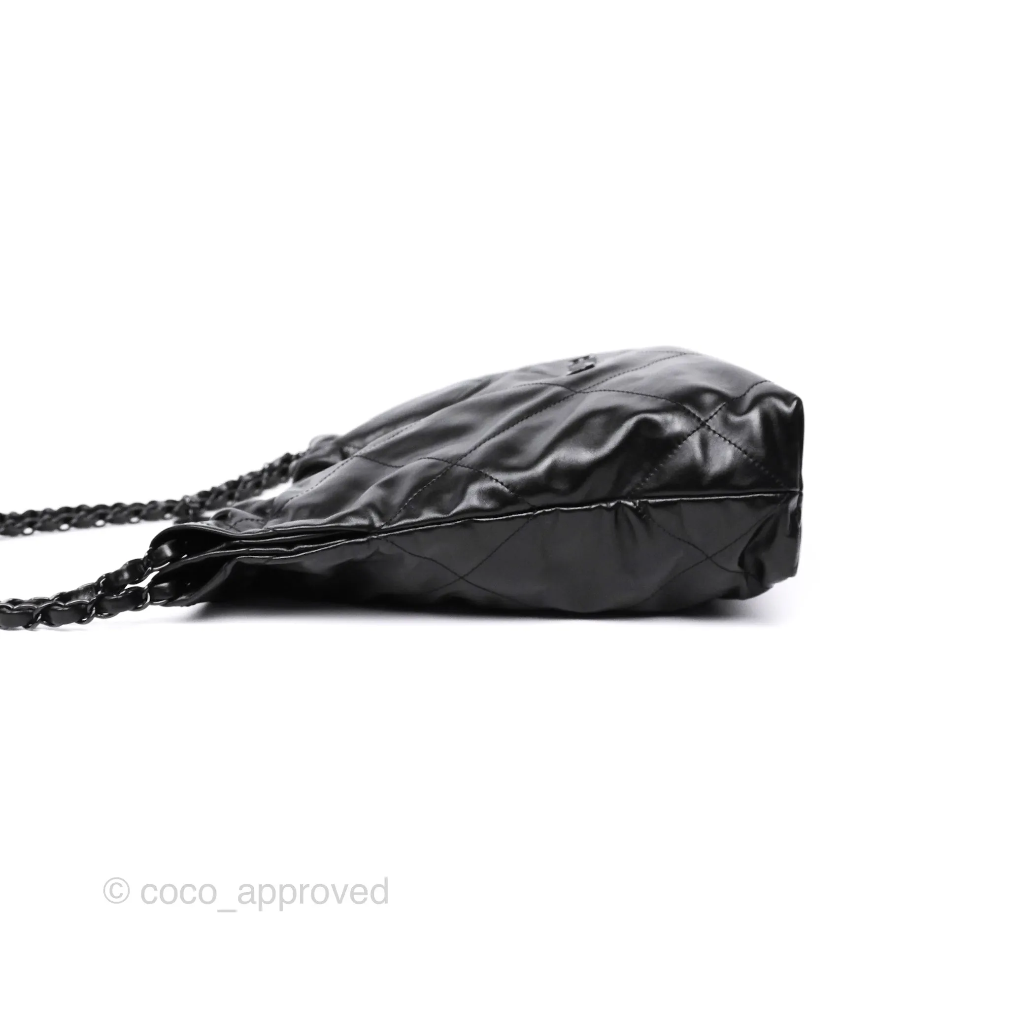 Chanel 22 Small Quilted So Black Shiny Crumpled Calfskin